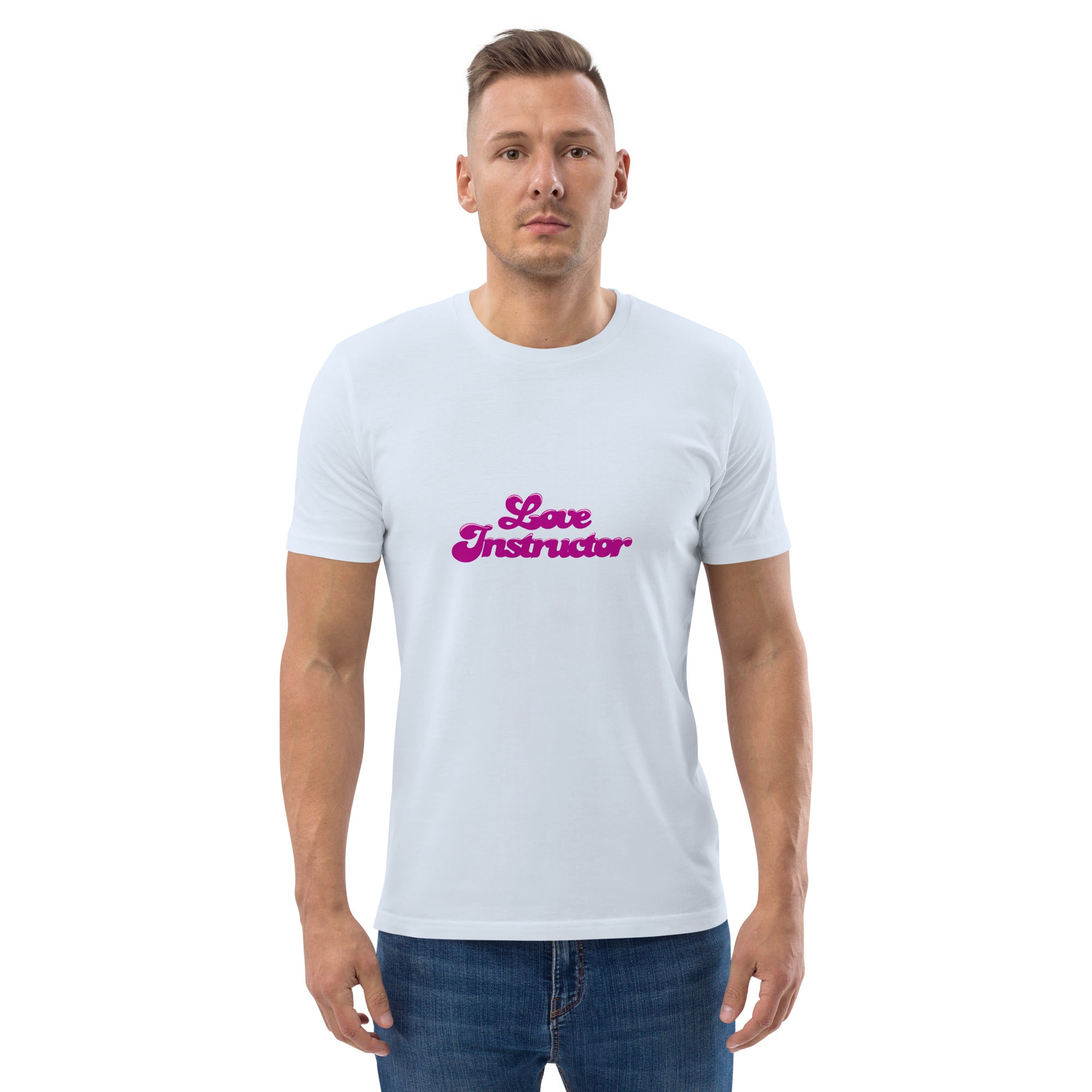 T-shirt unisexe en coton biologique Love instructor sur couleurs claires