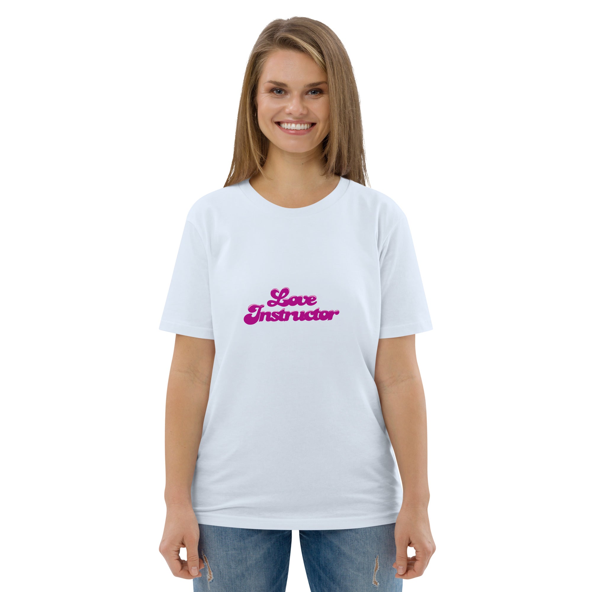 T-shirt unisexe en coton biologique Love instructor sur couleurs claires