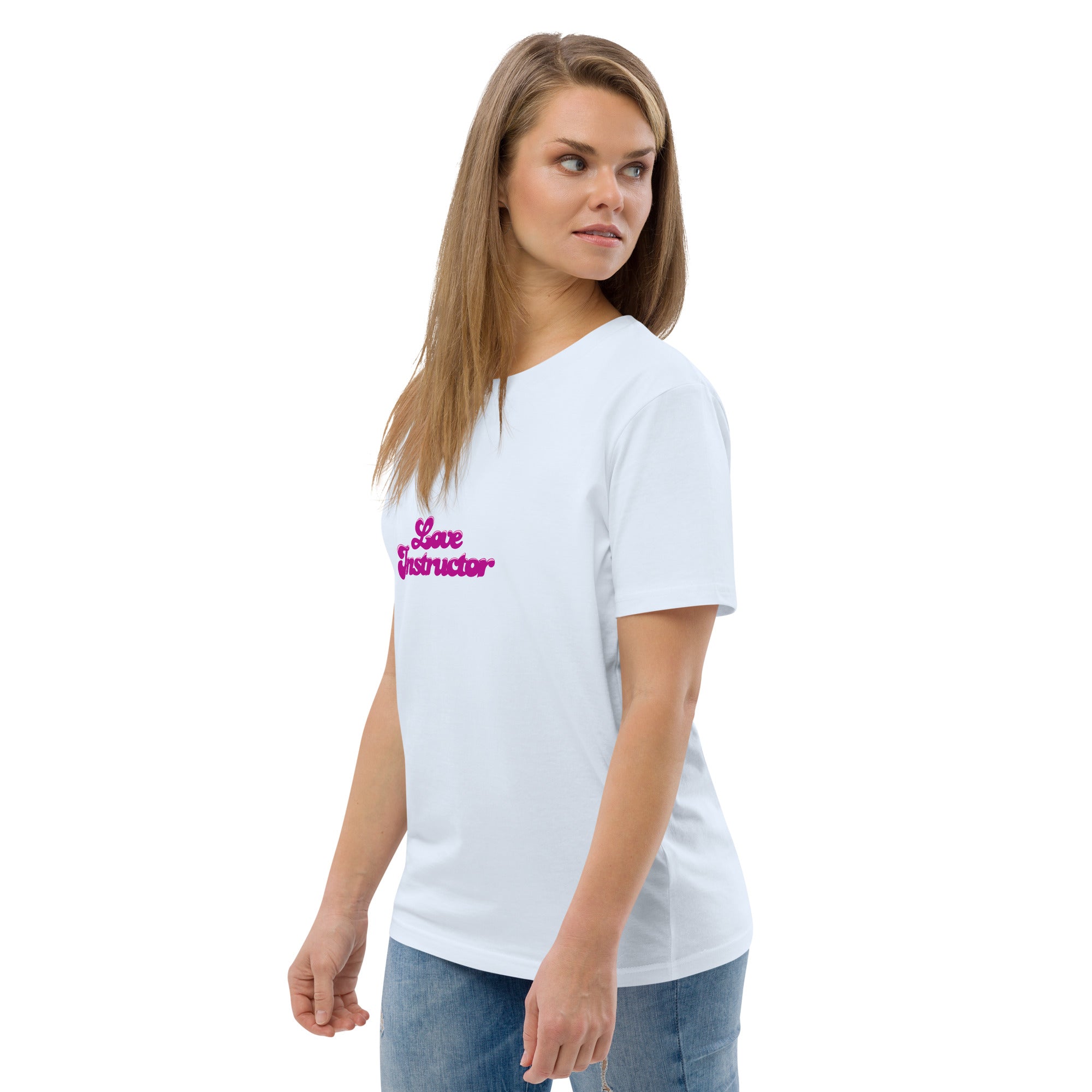 T-shirt unisexe en coton biologique Love instructor sur couleurs claires