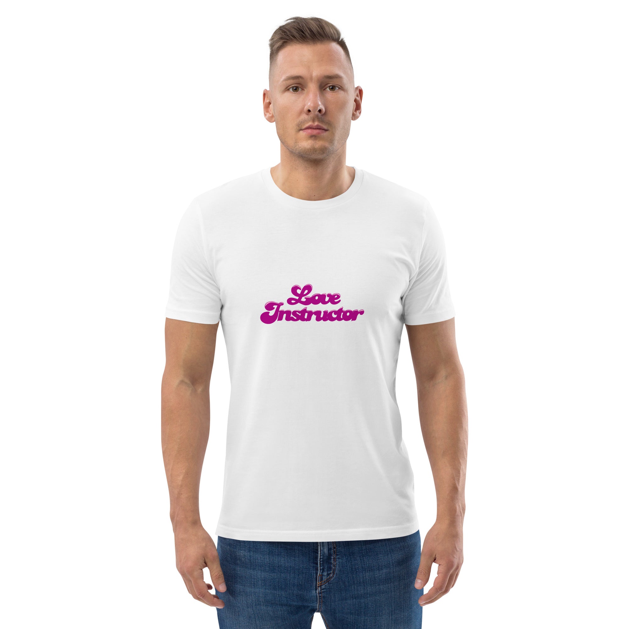 T-shirt unisexe en coton biologique Love instructor sur couleurs claires