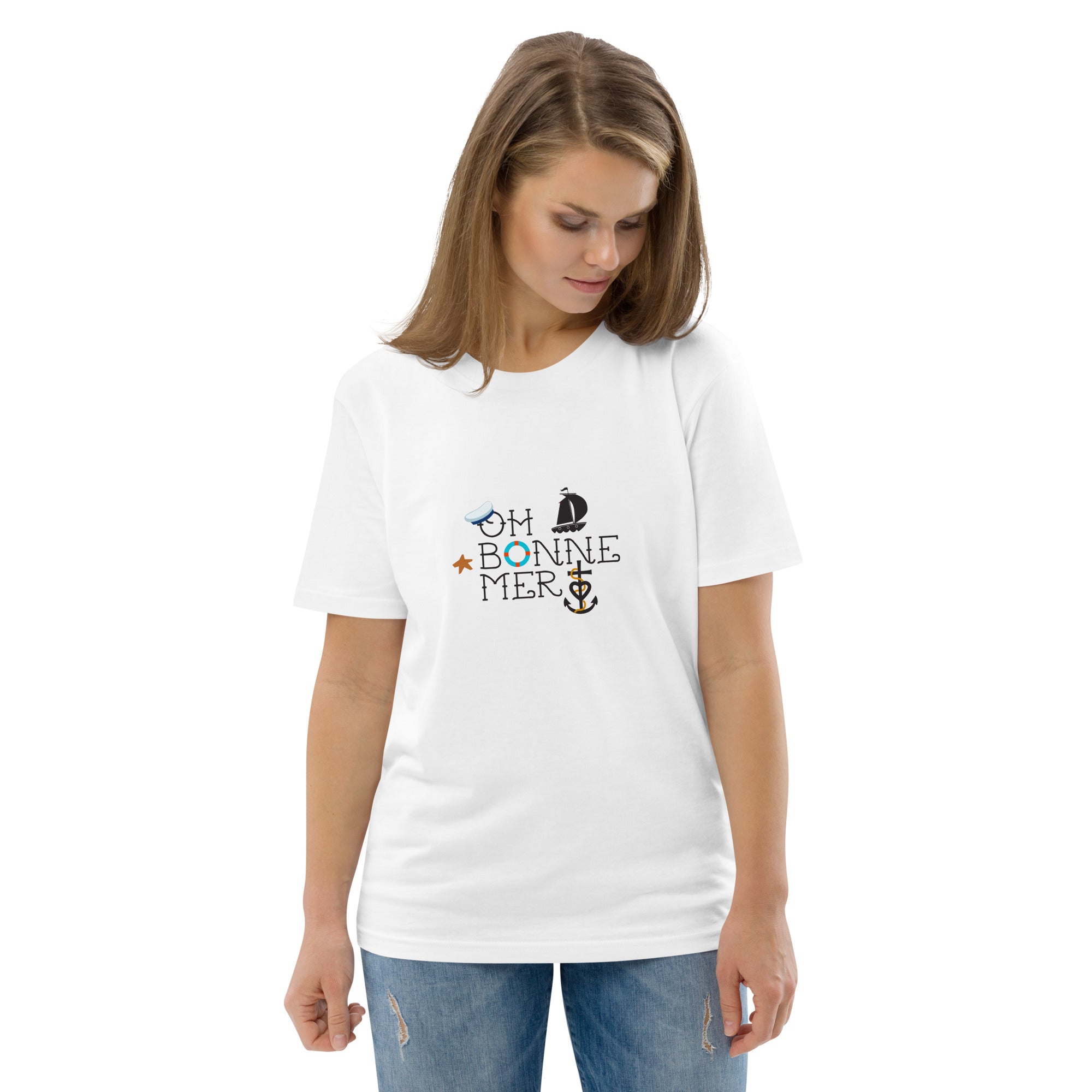 Unisex organic cotton t-shirt Oh Bonne Mer 3 on light colors