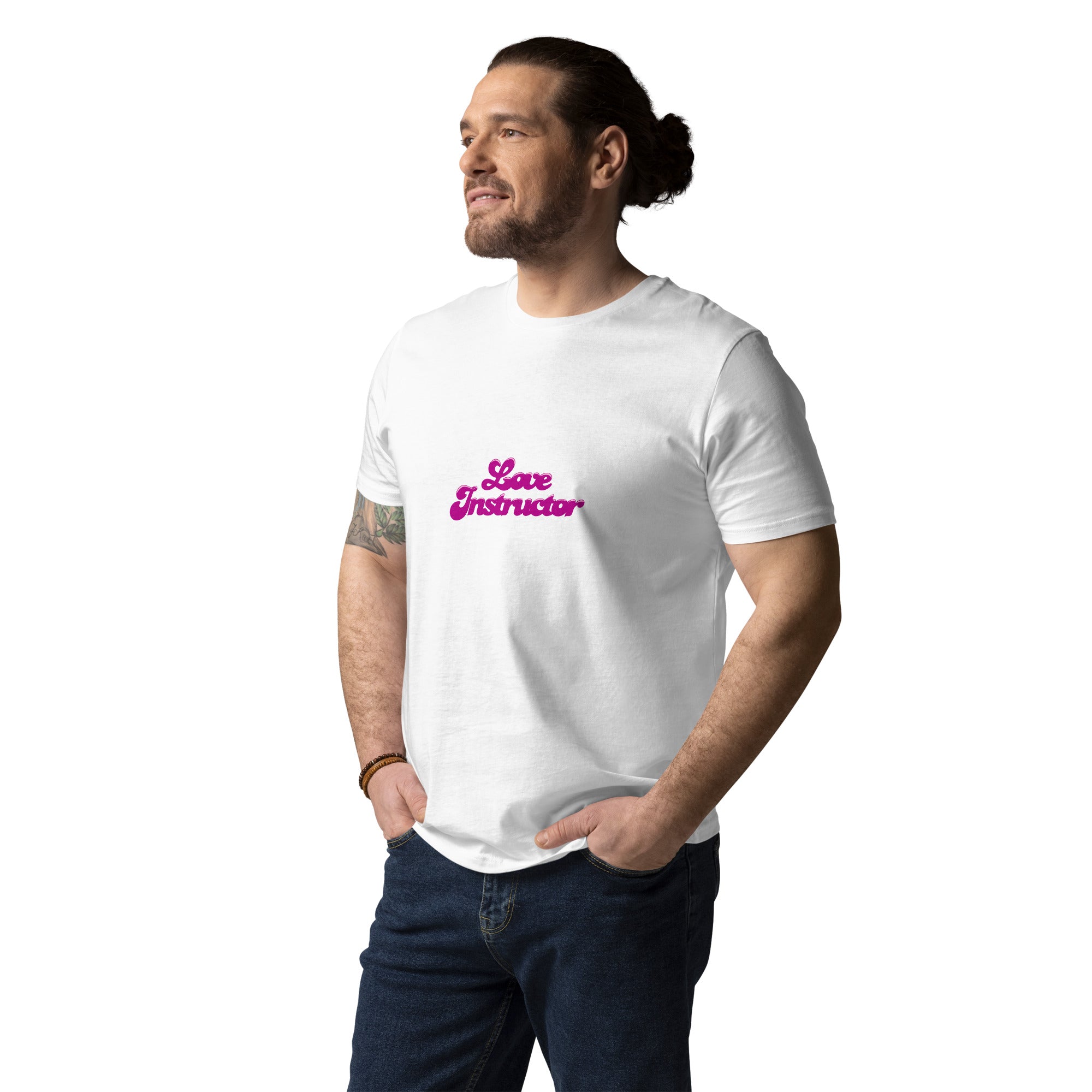 T-shirt unisexe en coton biologique Love instructor sur couleurs claires