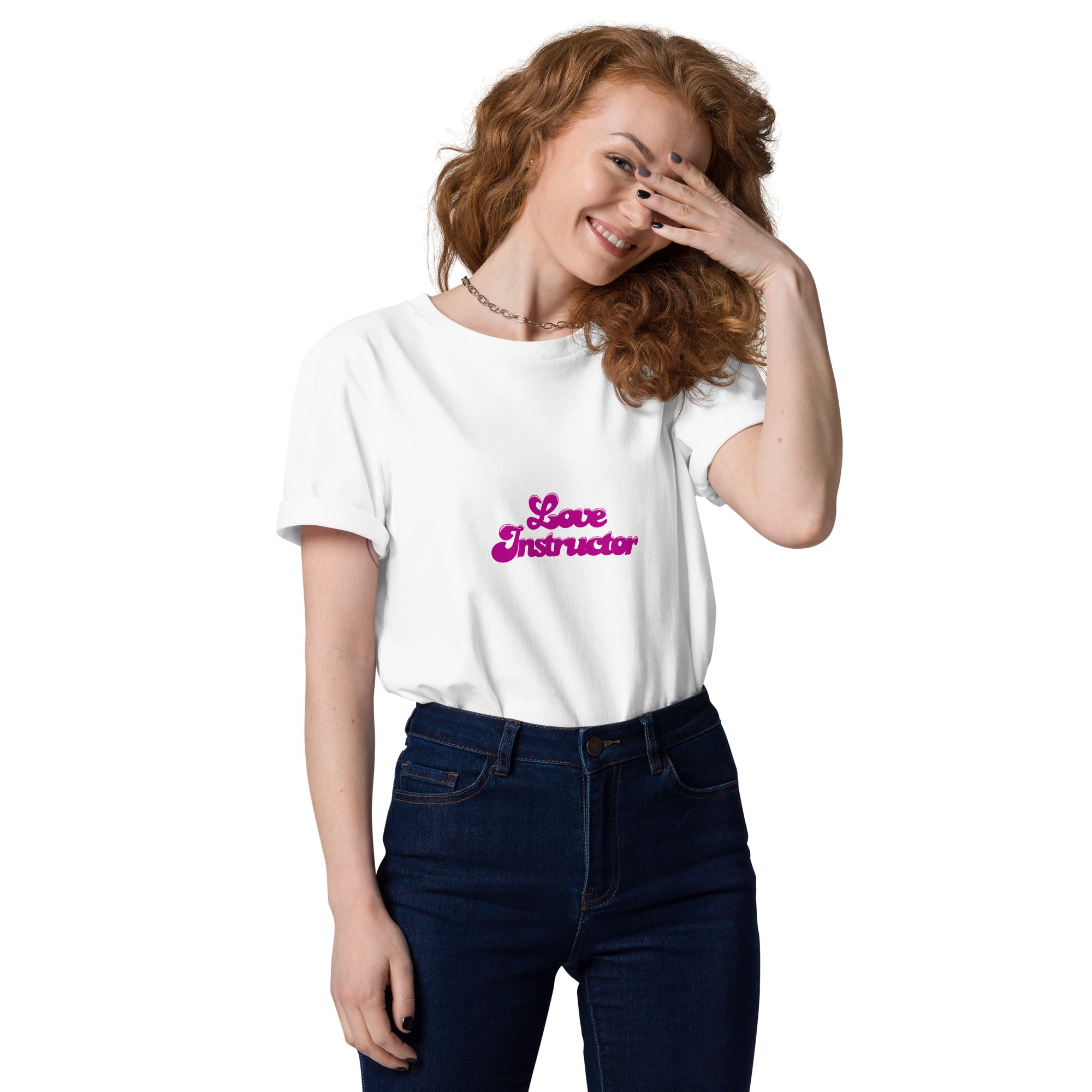 T-shirt unisexe en coton biologique Love instructor sur couleurs claires