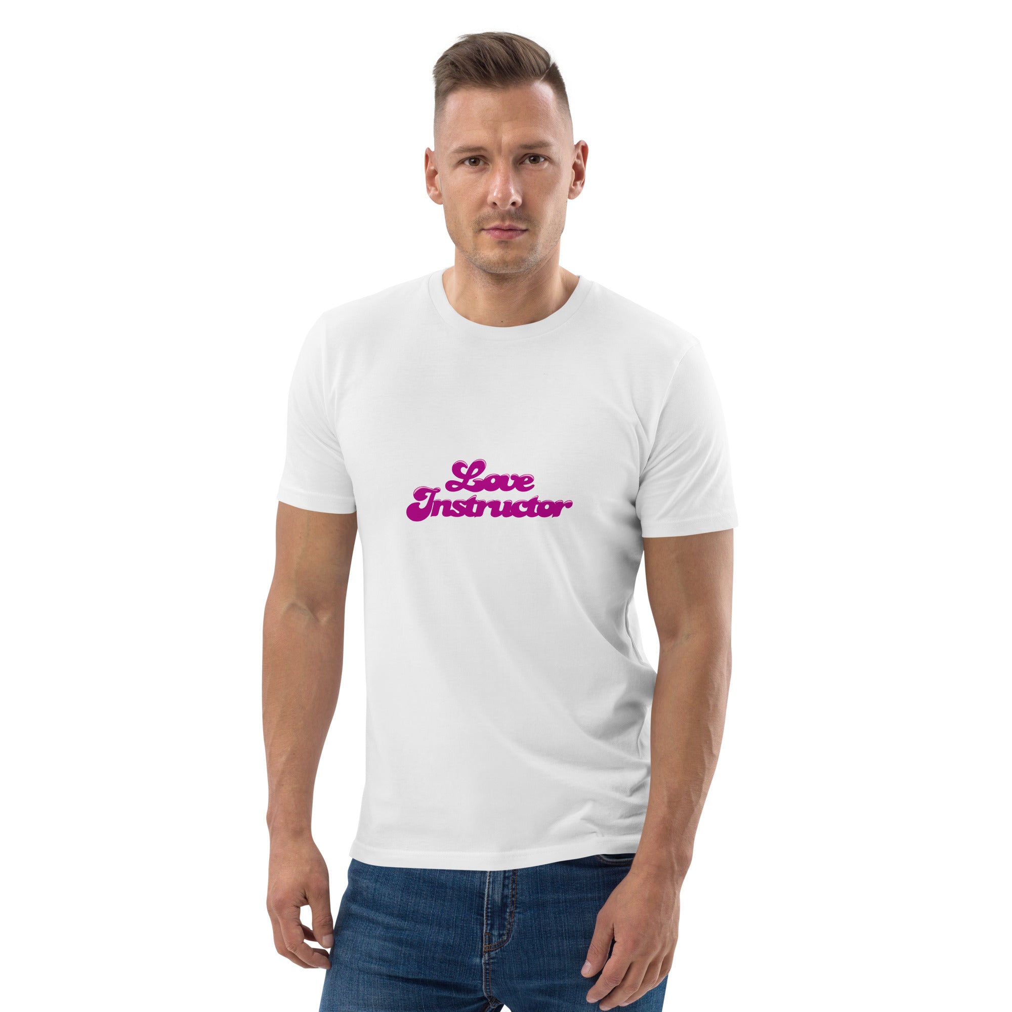 T-shirt unisexe en coton biologique Love instructor sur couleurs claires