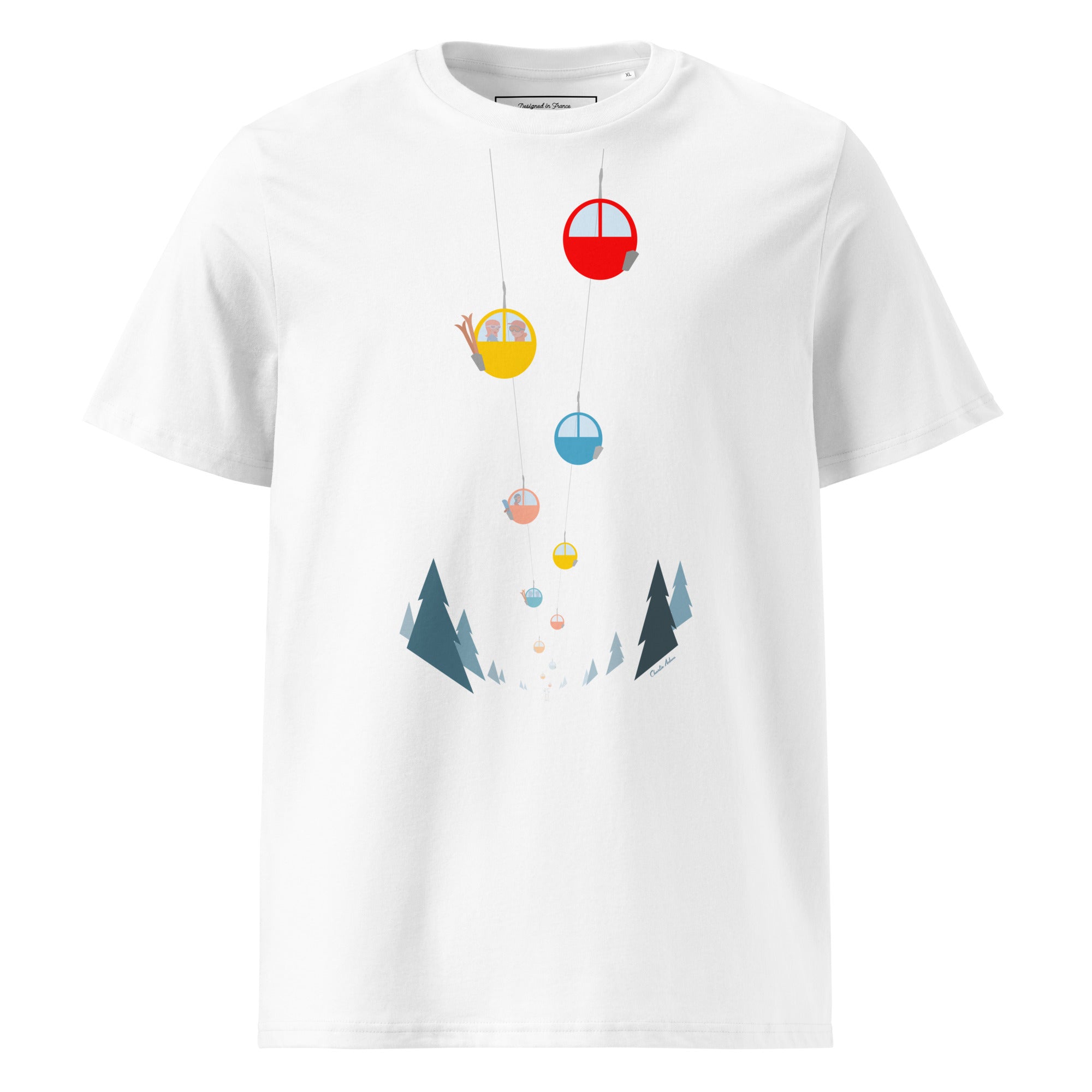 T-shirt unisexe en coton biologique Gondolas in the mist sur couleurs claires