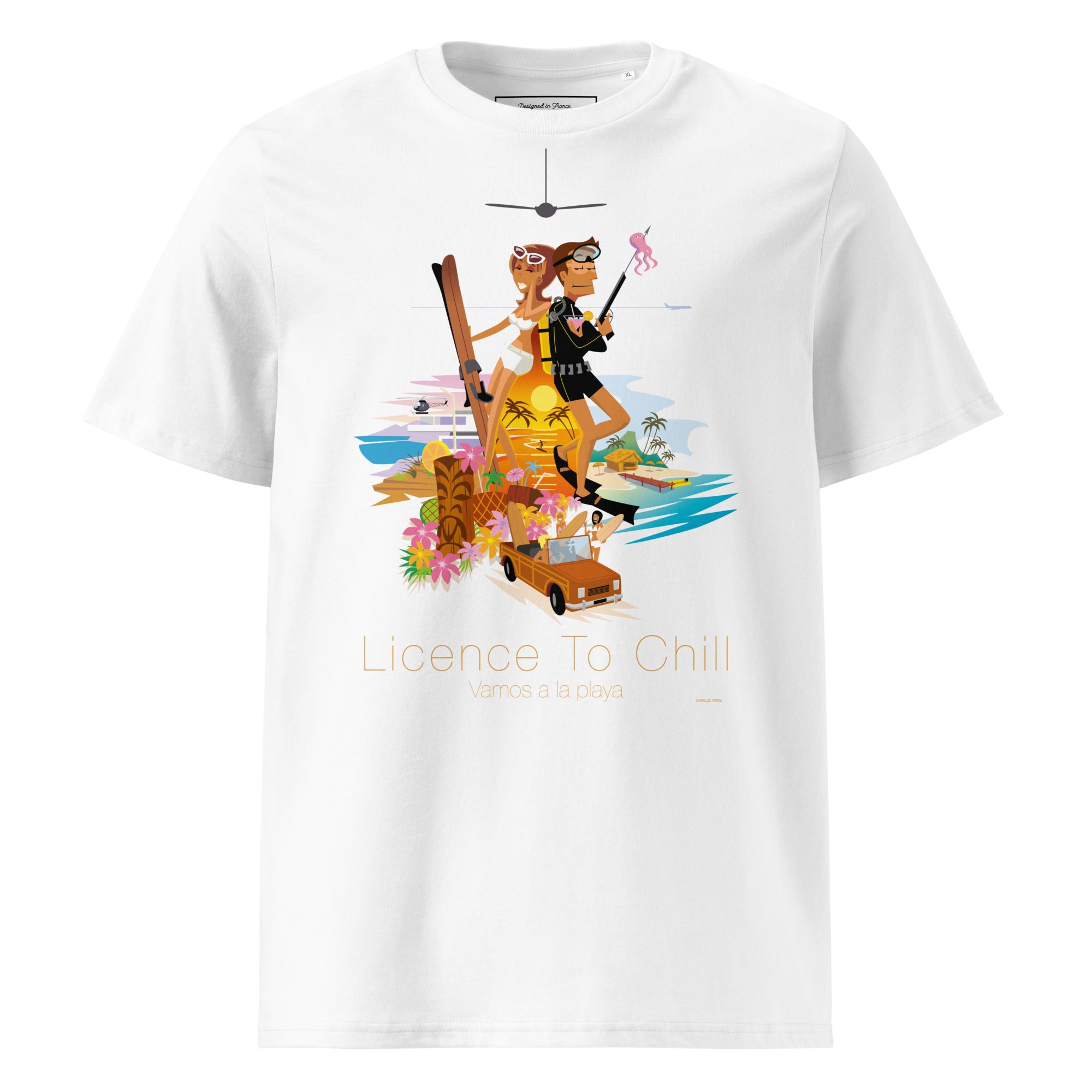 Unisex organic cotton t-shirt License To Chill Vamos a la Playa on light colors