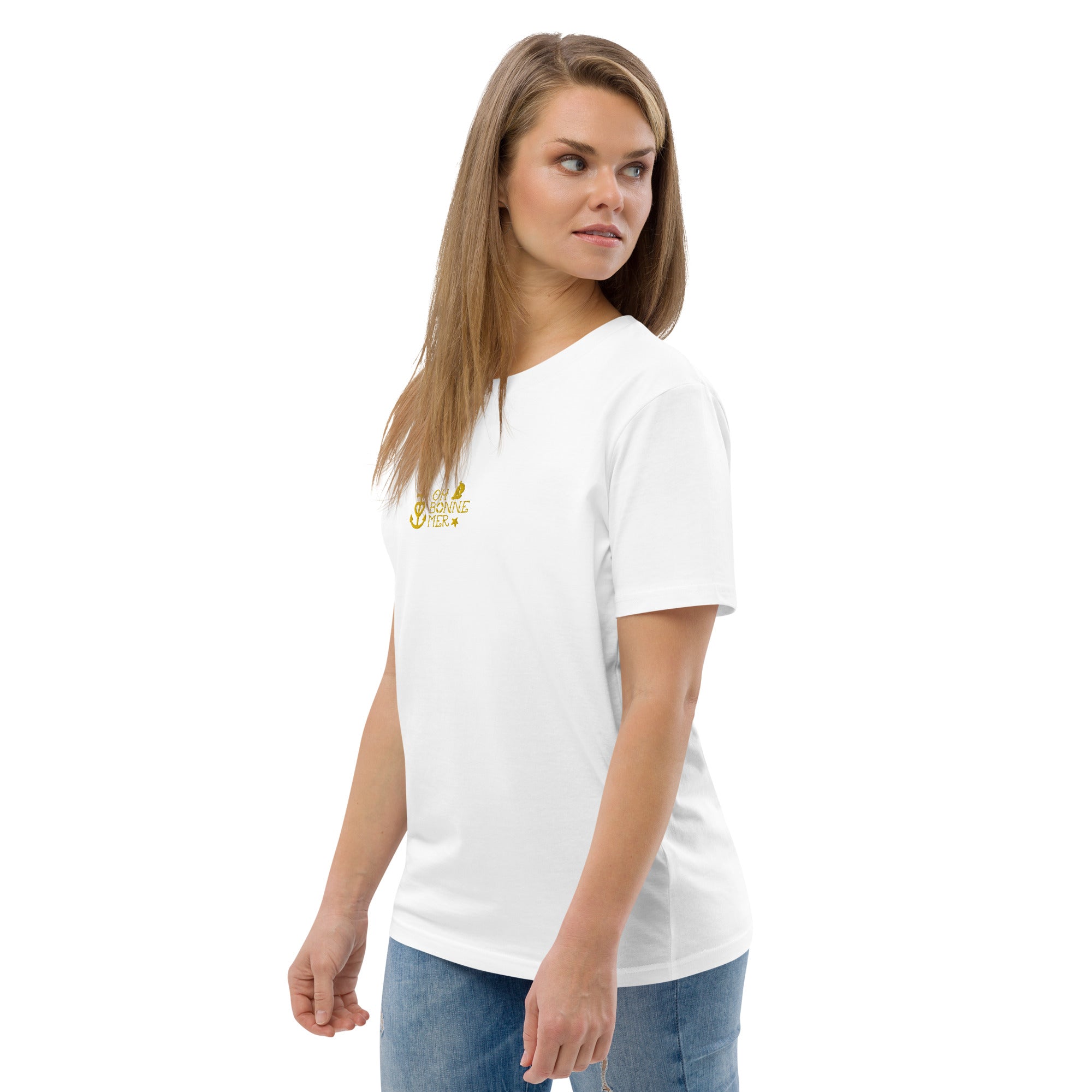 T-shirt unisexe en coton biologique Oh Bonne Mer 2 brodé sur couleurs claires