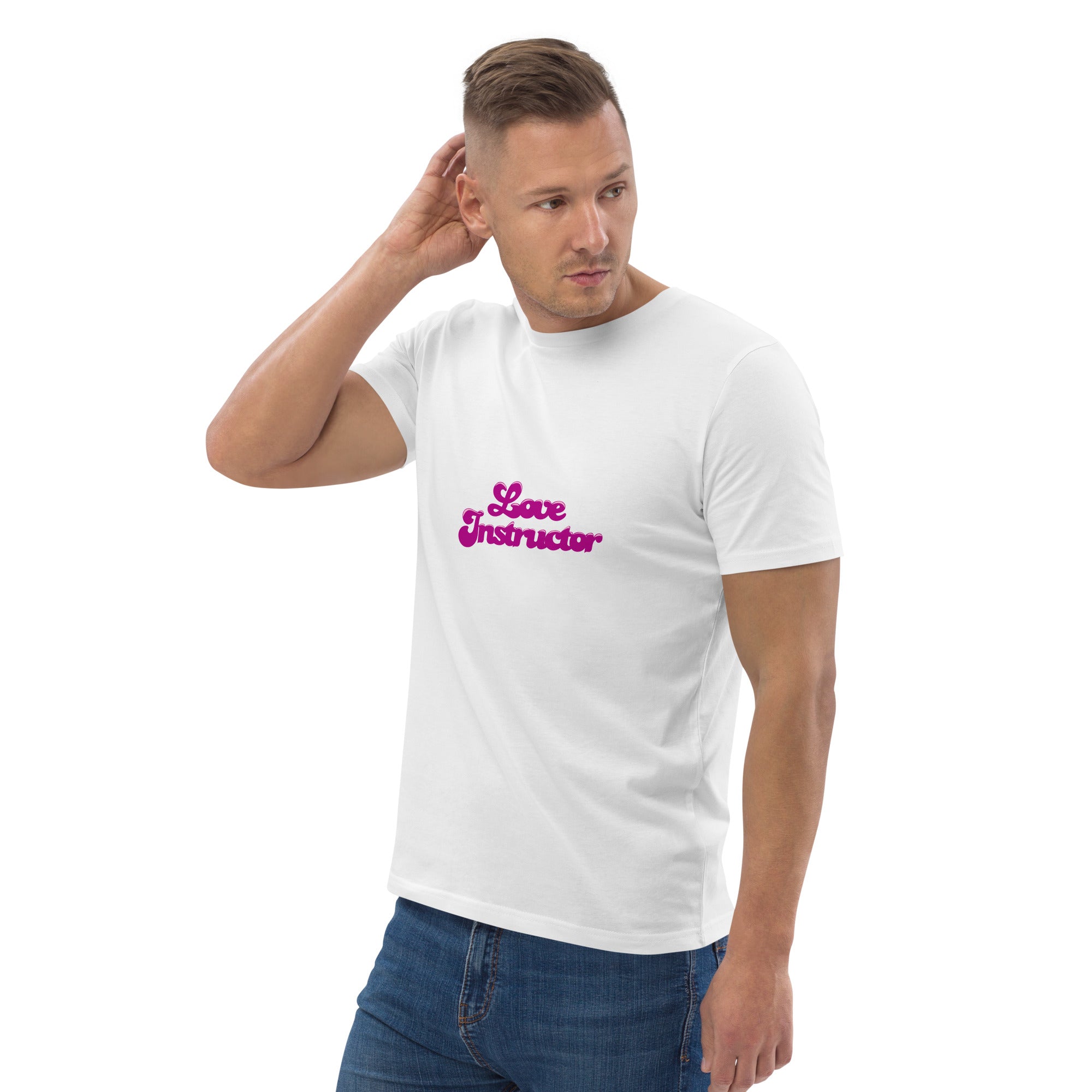 T-shirt unisexe en coton biologique Love instructor sur couleurs claires