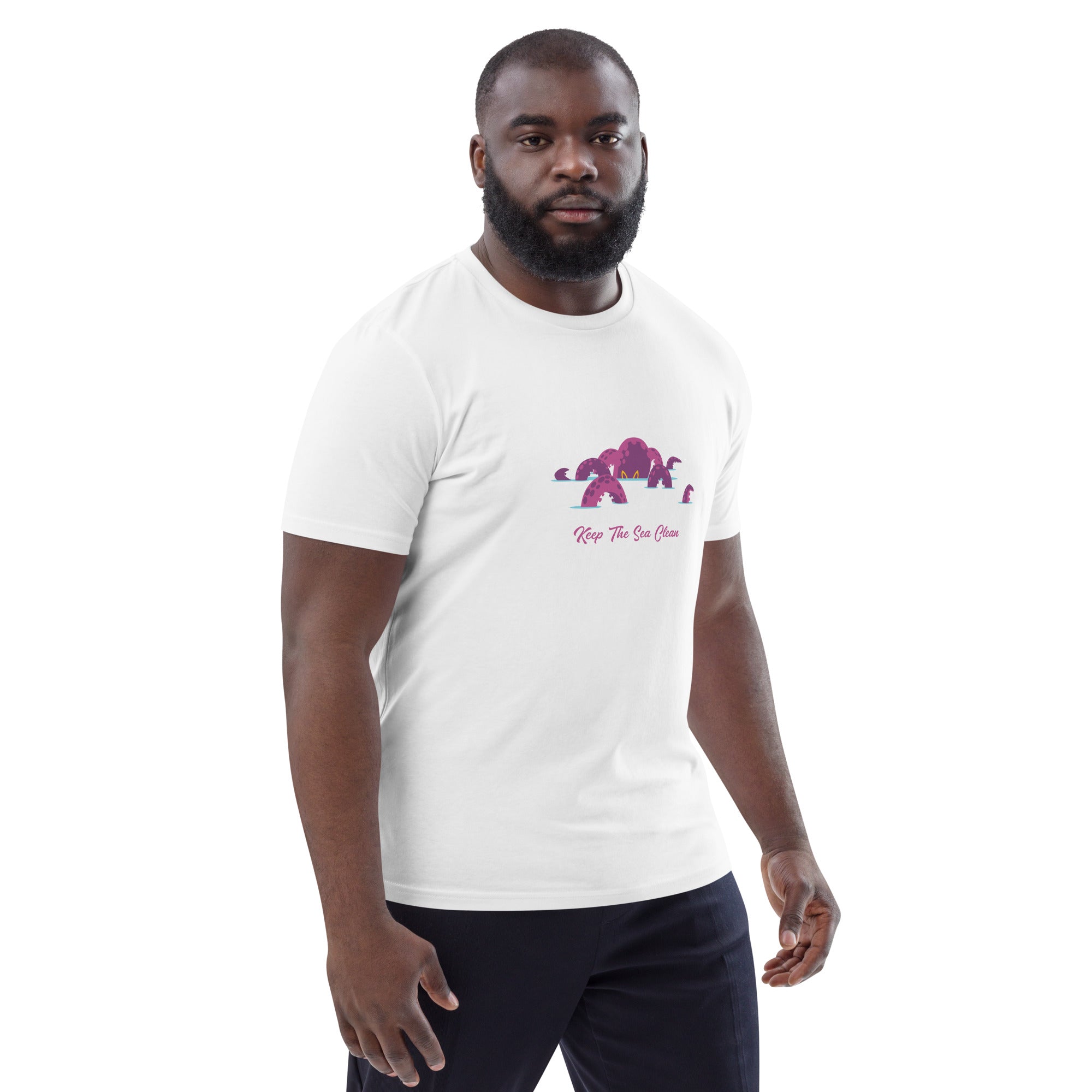 T-shirt unisexe en coton biologique Octopus Purple sur couleurs claires