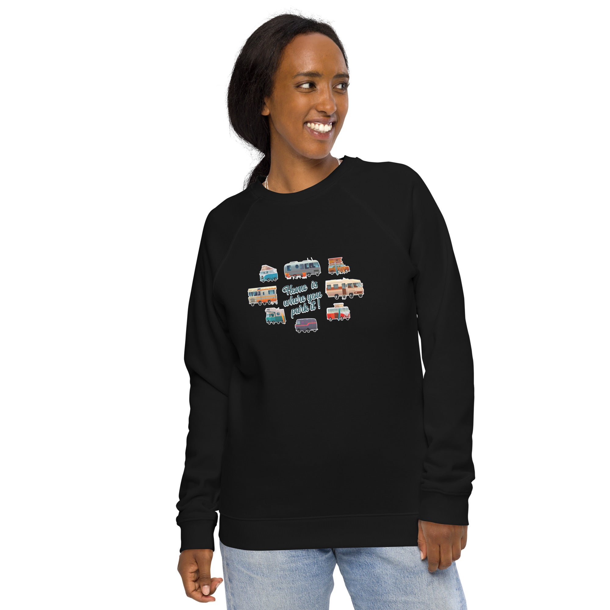 Unisex organic raglan sweatshirt Square Vintage Campers