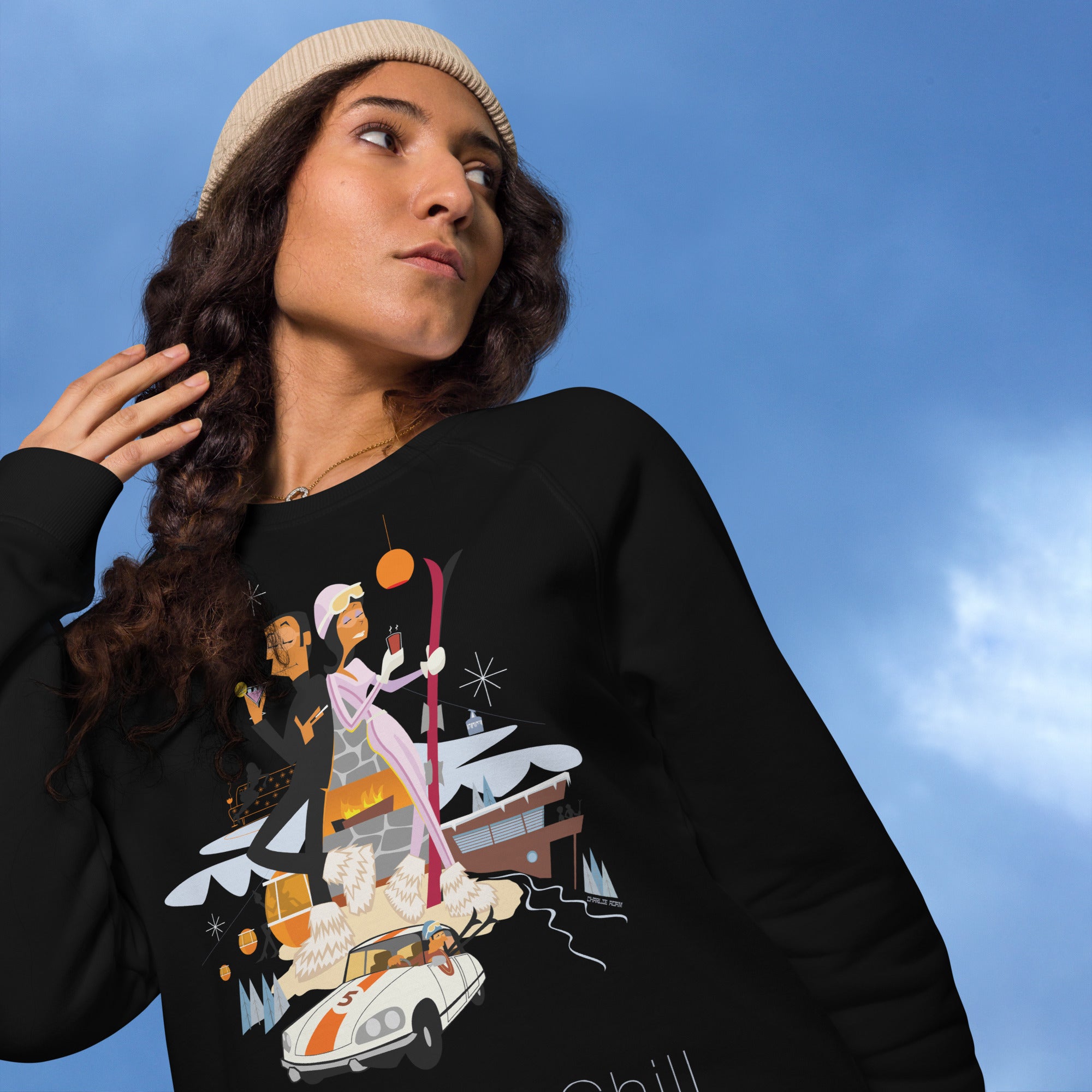 Unisex organic raglan sweatshirt License To Chill Mission Après-Ski