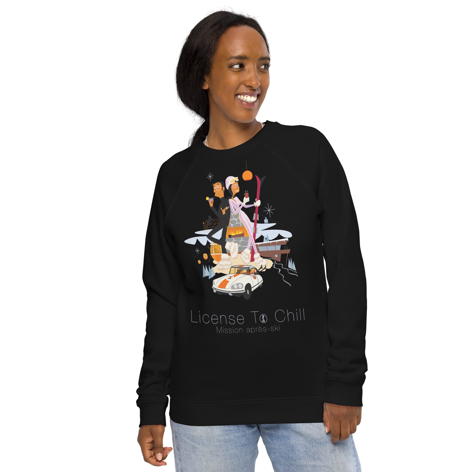 Unisex organic raglan sweatshirt License To Chill Mission Après-Ski