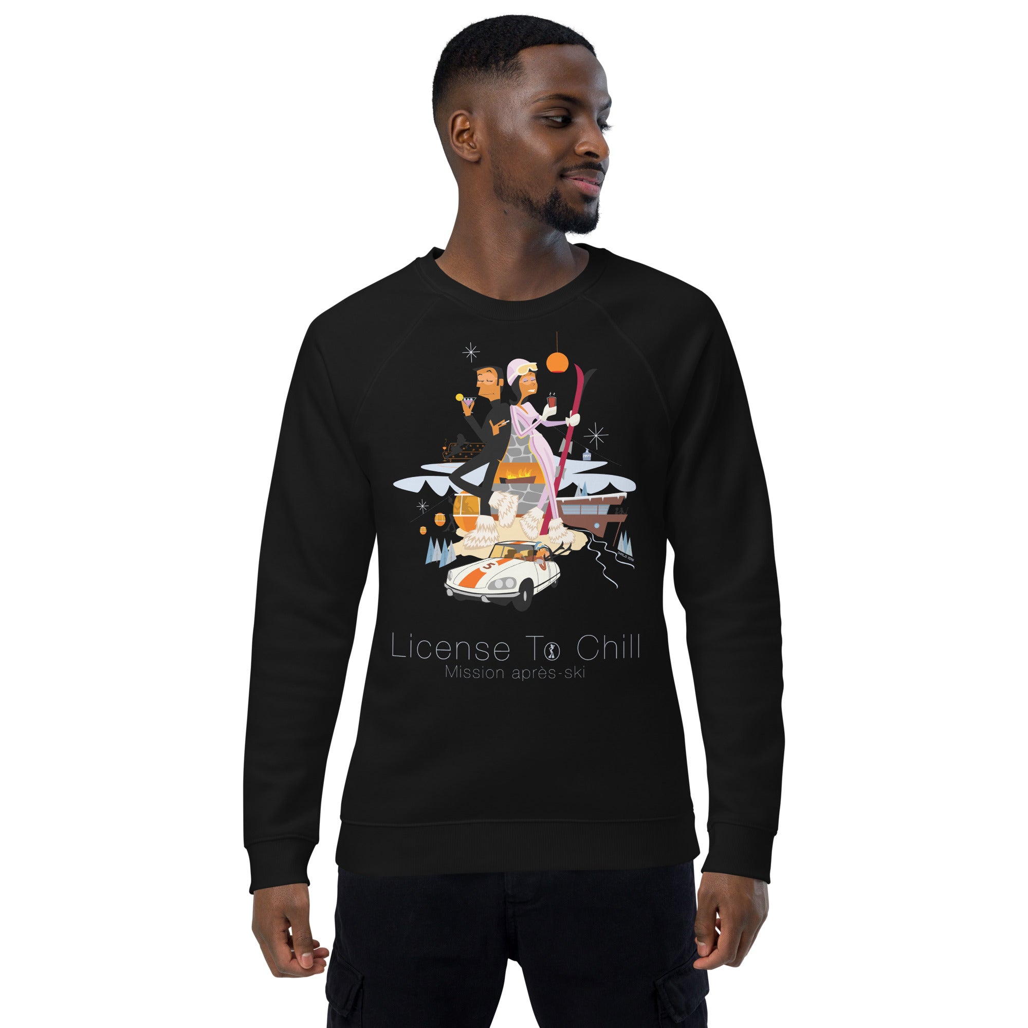 Unisex organic raglan sweatshirt License To Chill Mission Après-Ski