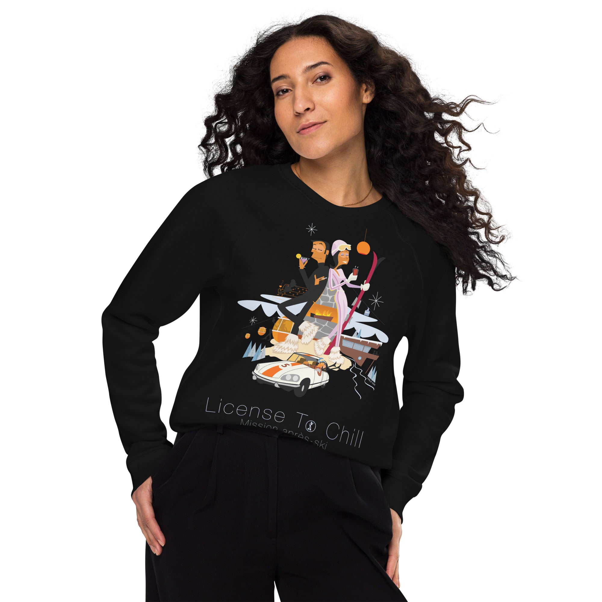 Unisex organic raglan sweatshirt License To Chill Mission Après-Ski