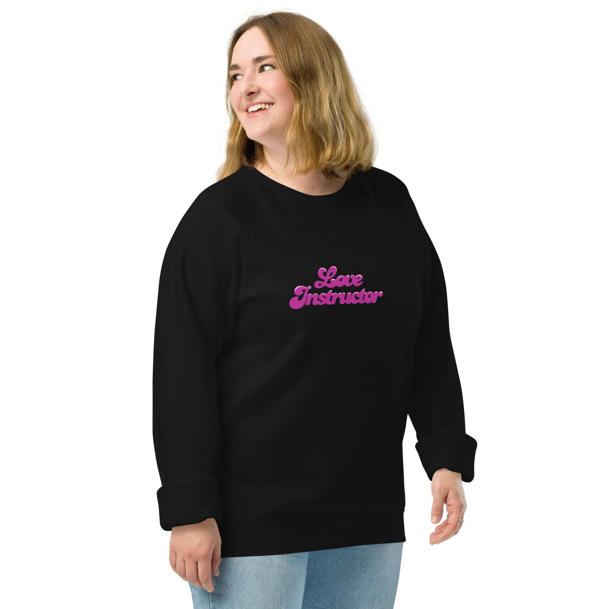 Unisex organic raglan sweatshirt Love Instructor