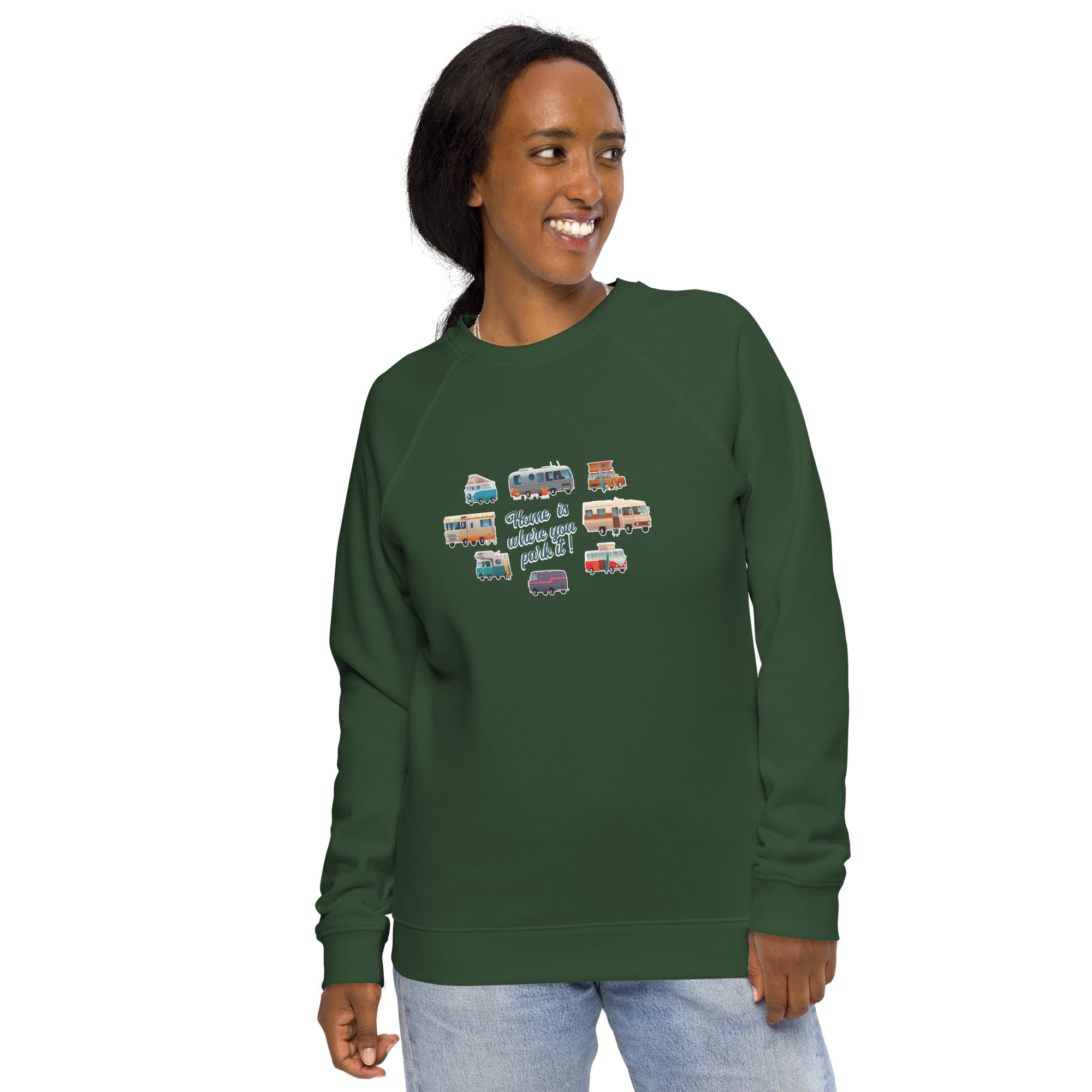 Unisex organic raglan sweatshirt Square Vintage Campers