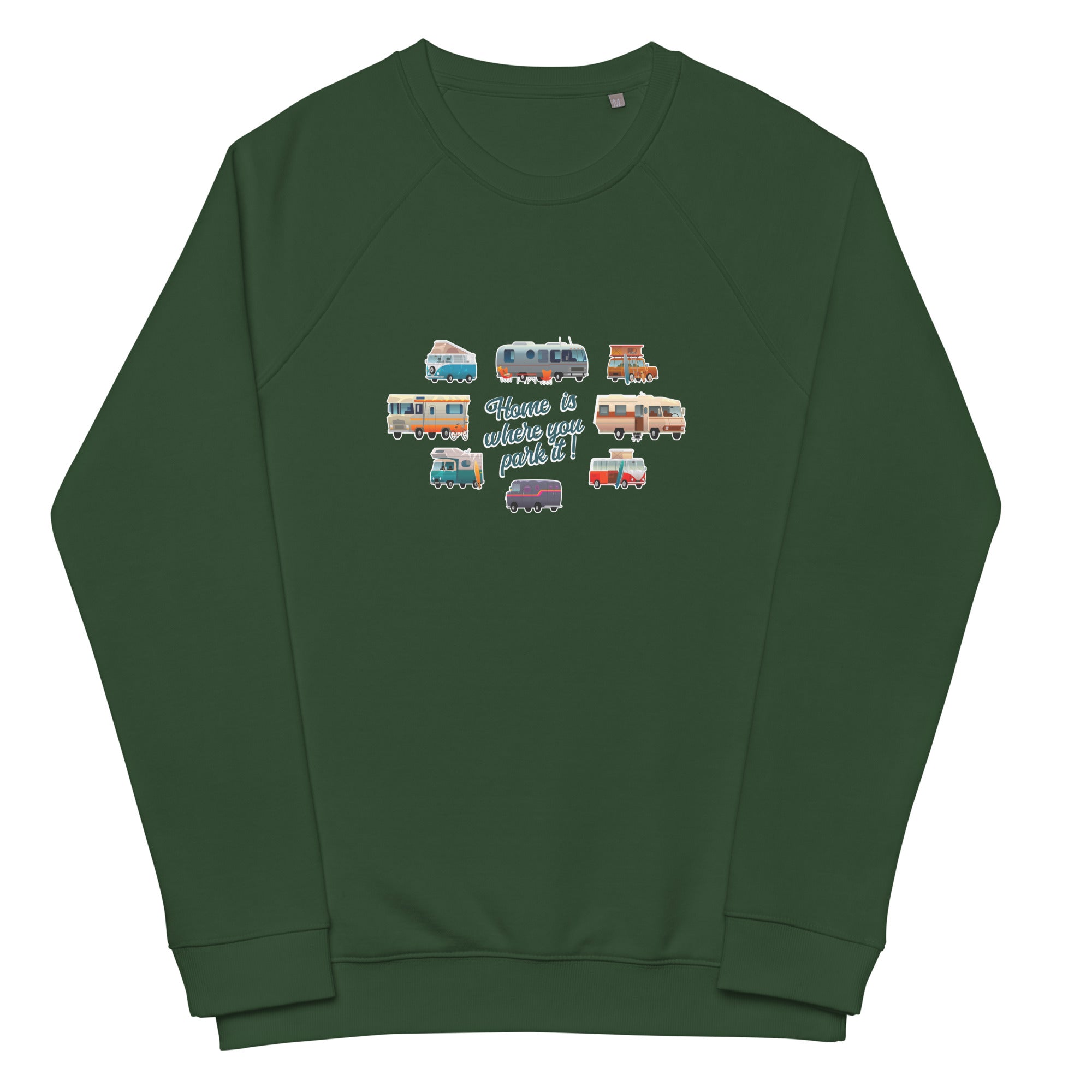 Unisex organic raglan sweatshirt Square Vintage Campers