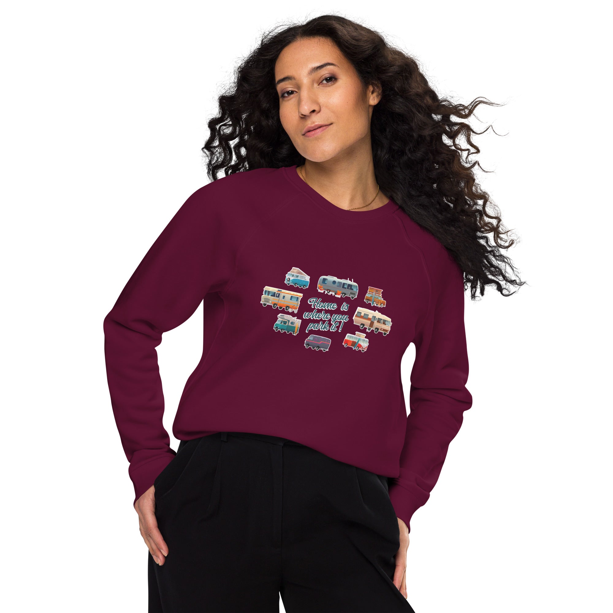 Unisex organic raglan sweatshirt Square Vintage Campers