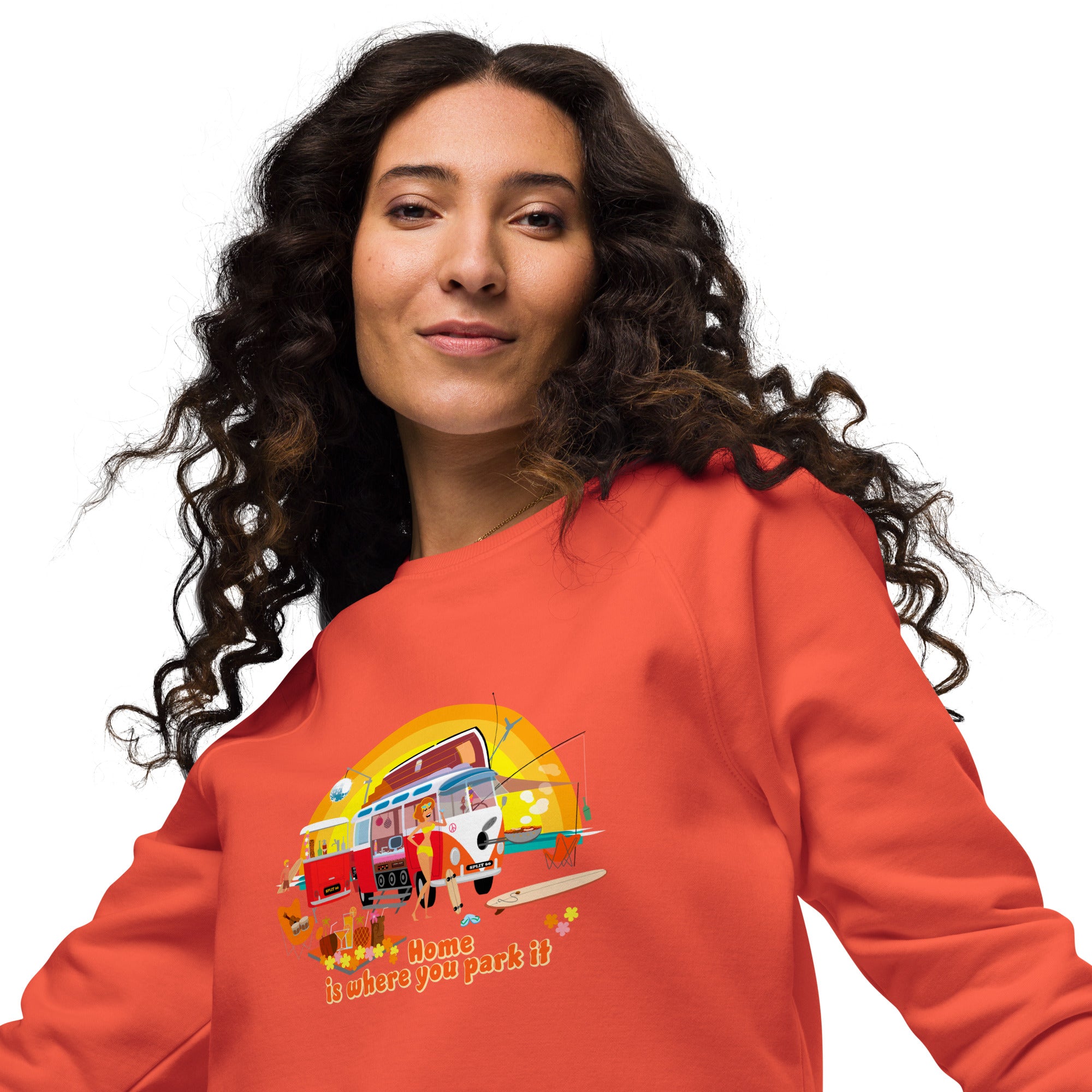 Unisex organic raglan sweatshirt Ultra Combi Home is where you park it