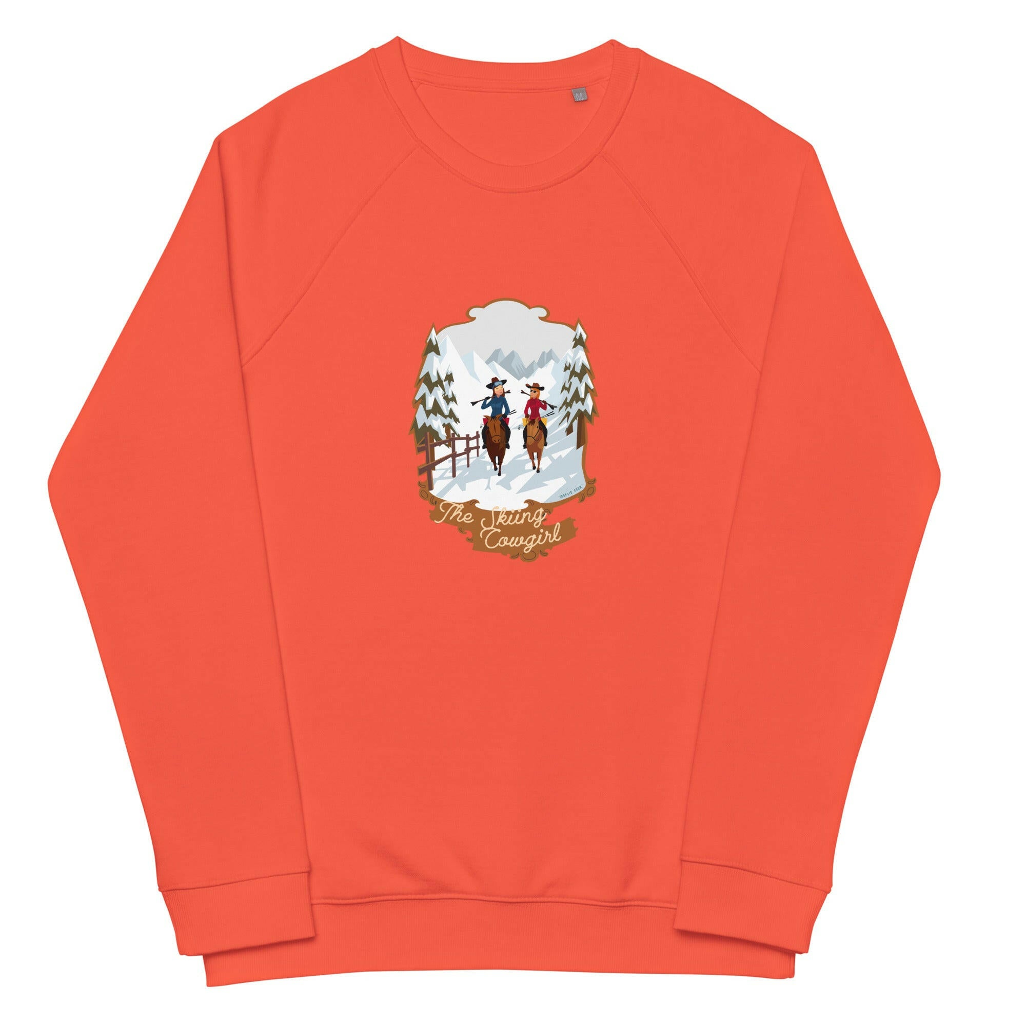 Unisex organic raglan sweatshirt The Skiing Cowgirl