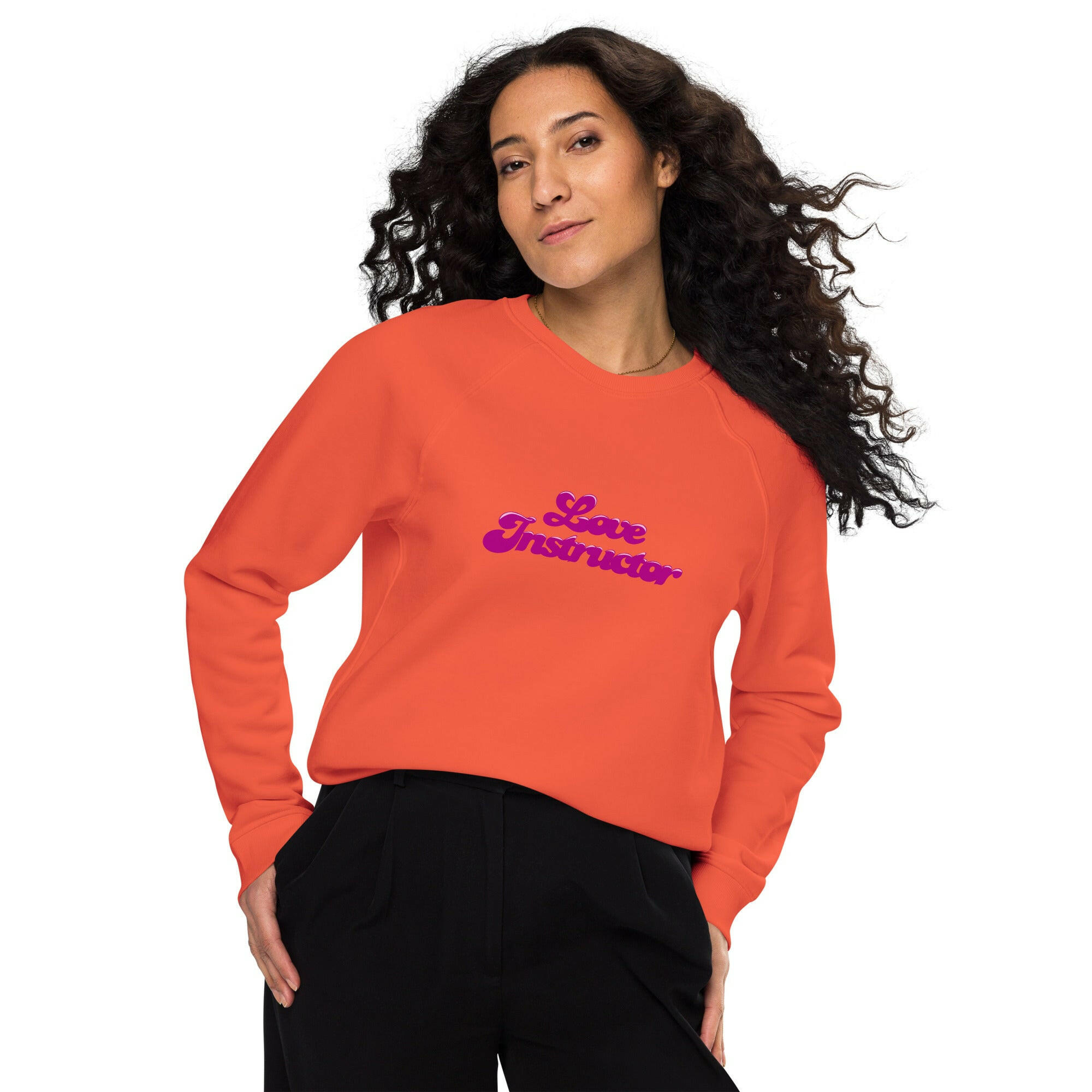 Unisex organic raglan sweatshirt Love Instructor