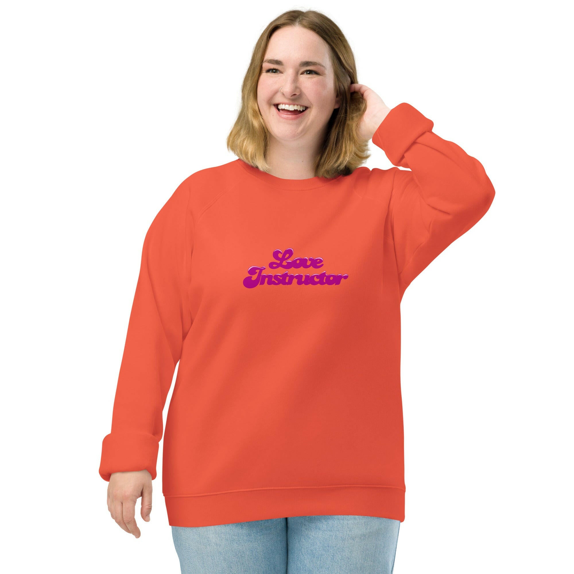 Unisex organic raglan sweatshirt Love Instructor