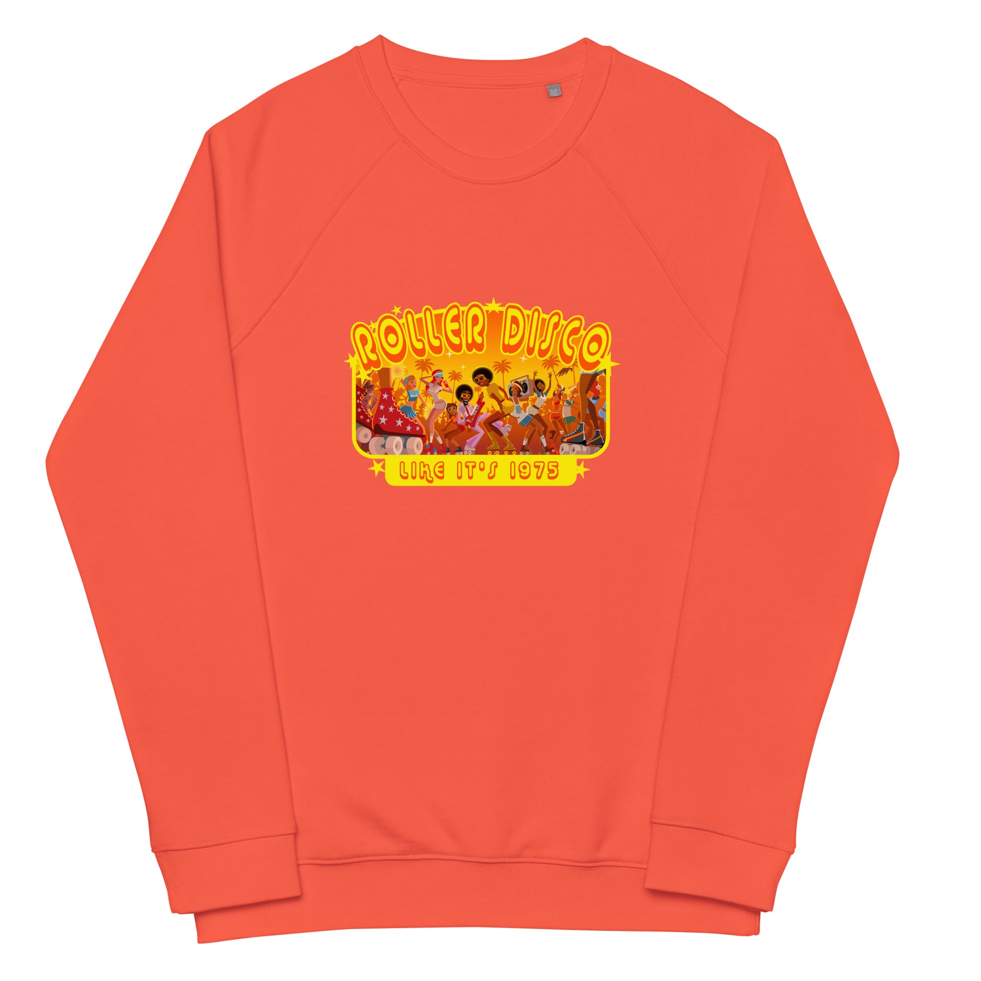 Unisex organic raglan sweatshirt Roller Disco 1975