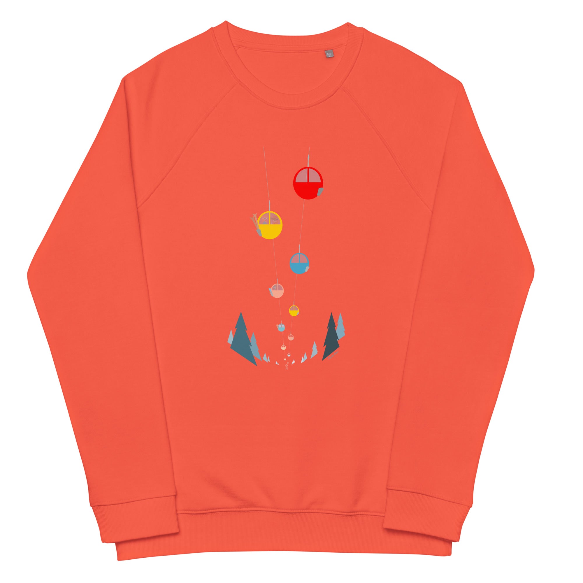 Unisex organic raglan sweatshirt Gondolas in the mist