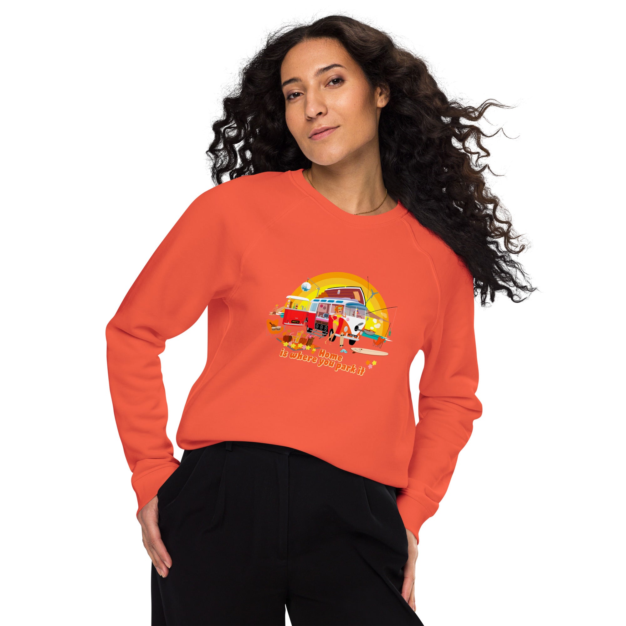 Unisex organic raglan sweatshirt Ultra Combi Home is where you park it