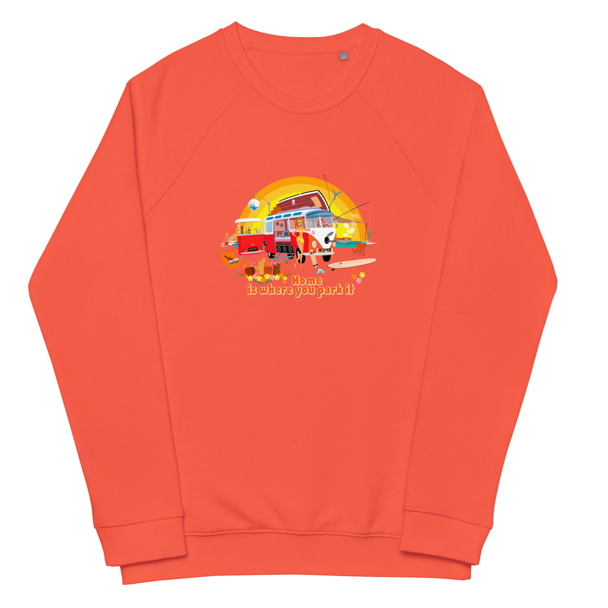 Unisex organic raglan sweatshirt Ultra Combi Home is where you park it