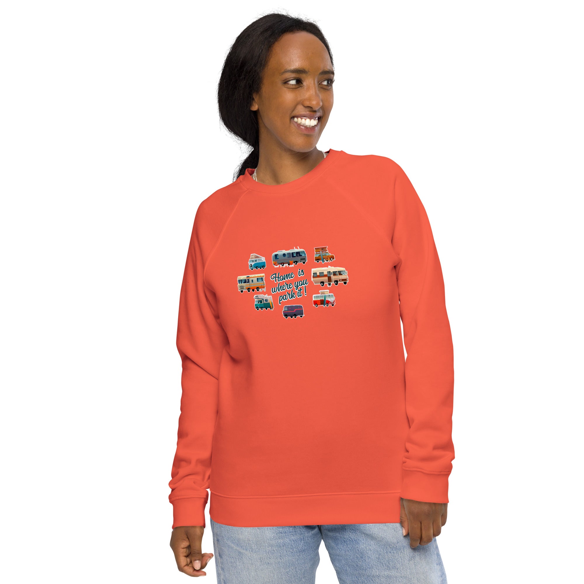 Unisex organic raglan sweatshirt Square Vintage Campers