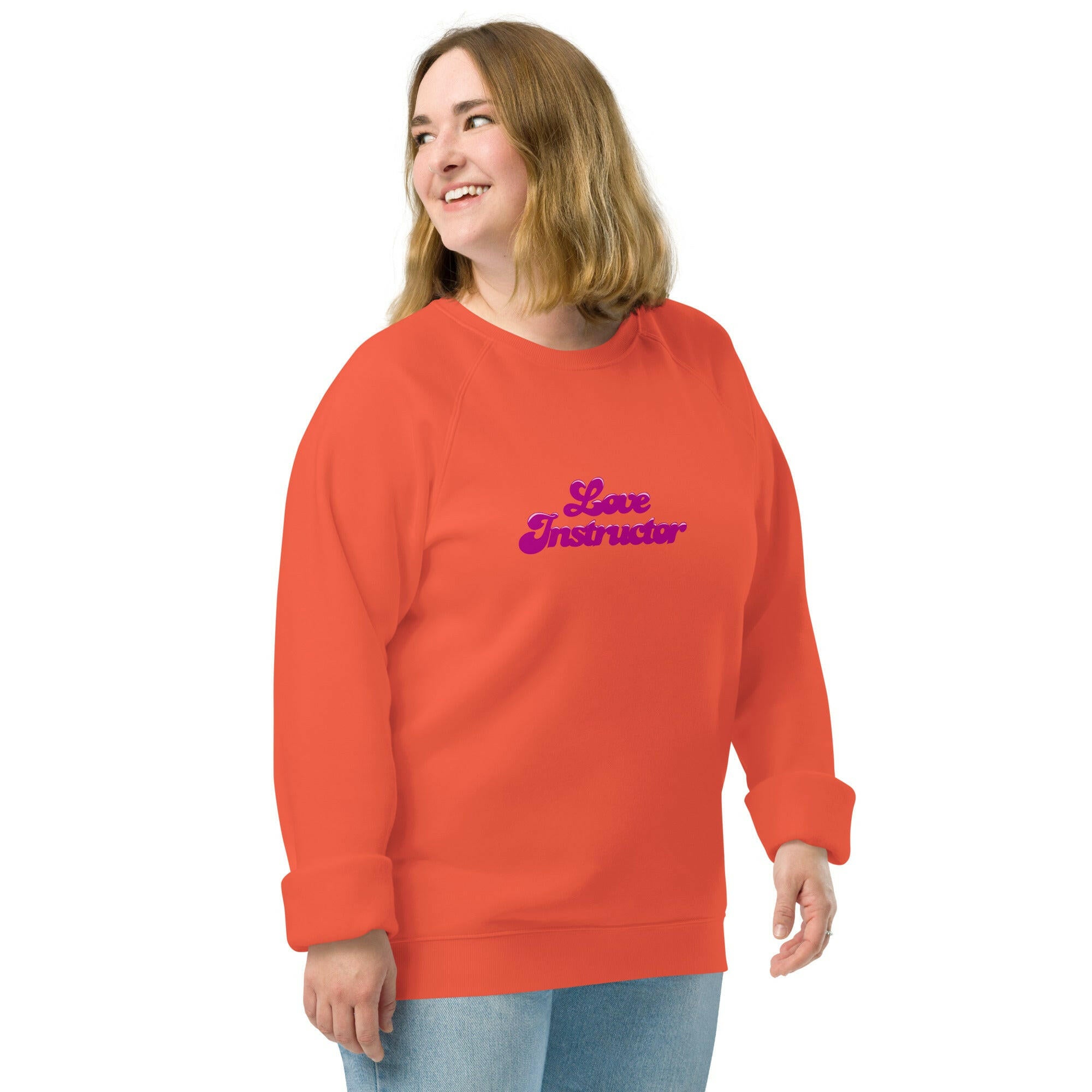 Unisex organic raglan sweatshirt Love Instructor