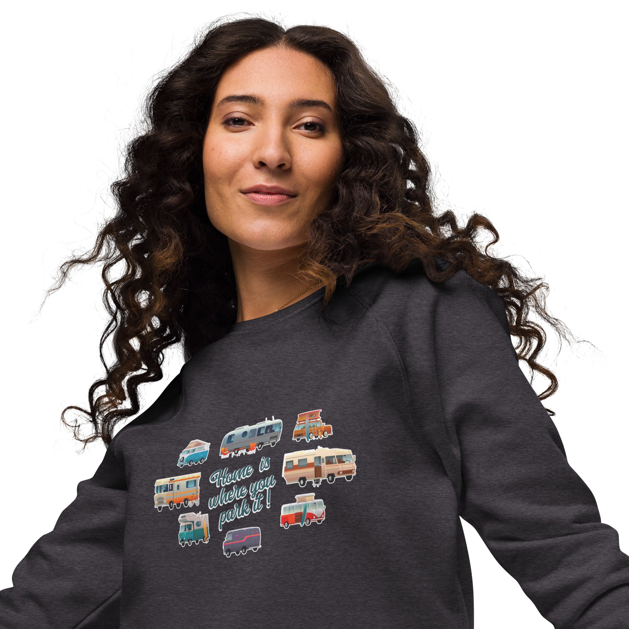 Unisex organic raglan sweatshirt Square Vintage Campers