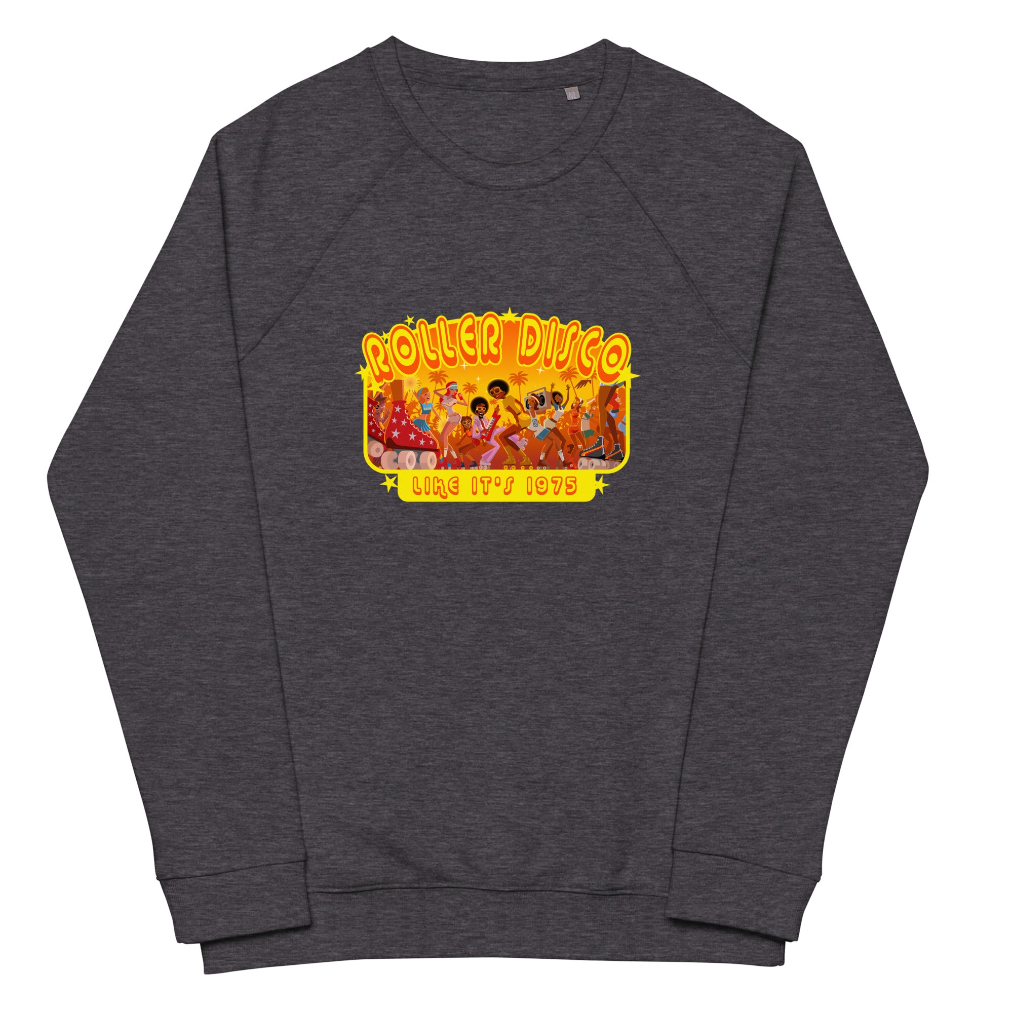 Unisex organic raglan sweatshirt Roller Disco 1975