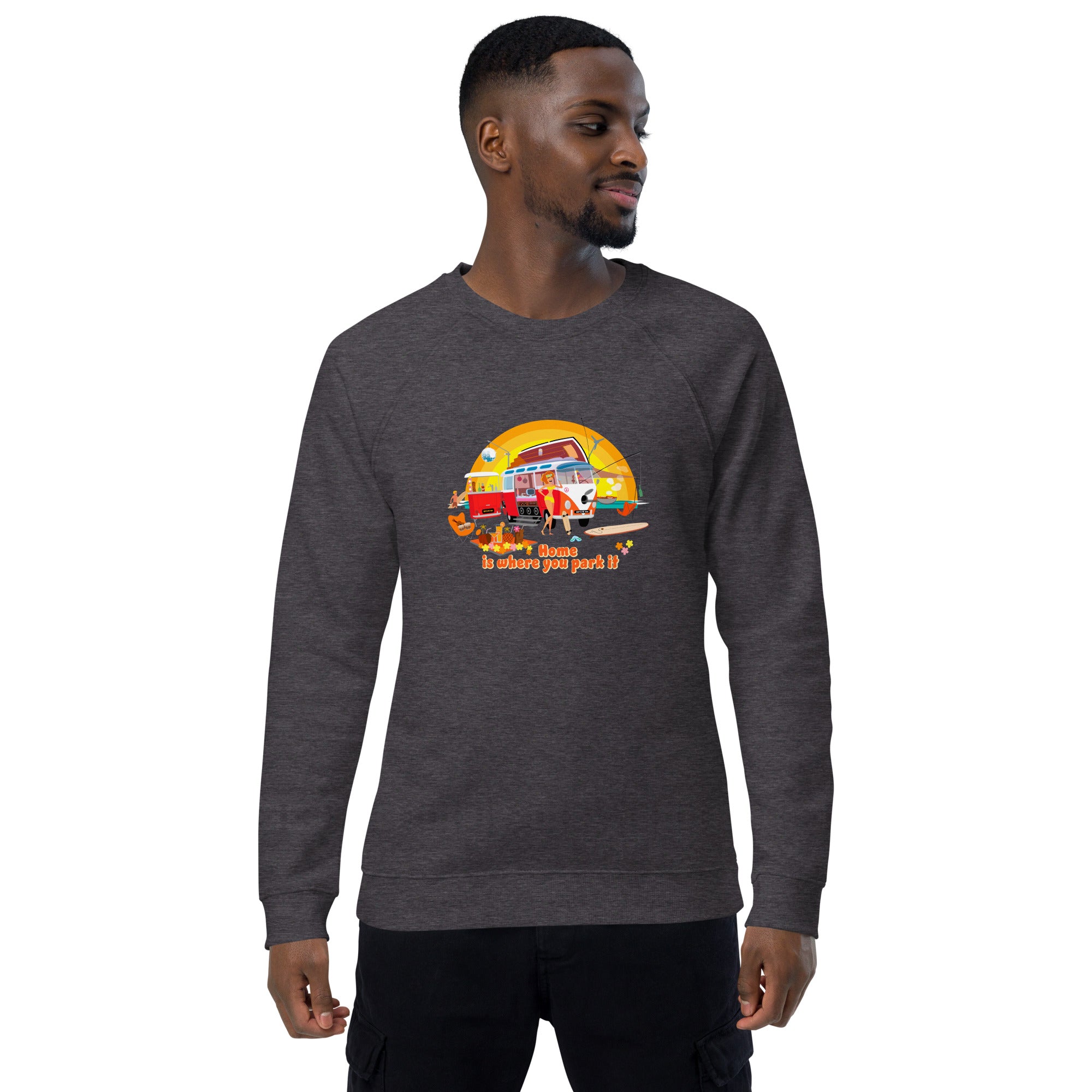 Unisex organic raglan sweatshirt Ultra Combi Home is where you park it