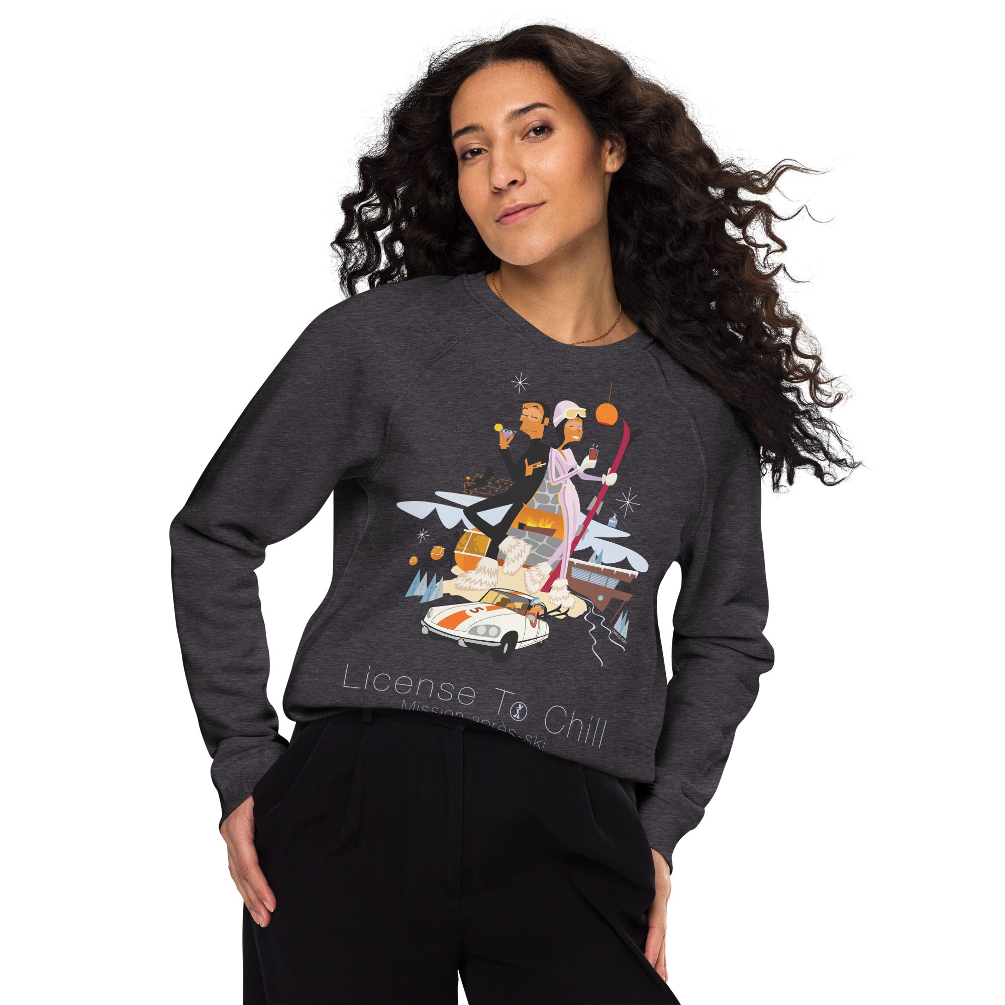 Unisex organic raglan sweatshirt License To Chill Mission Après-Ski