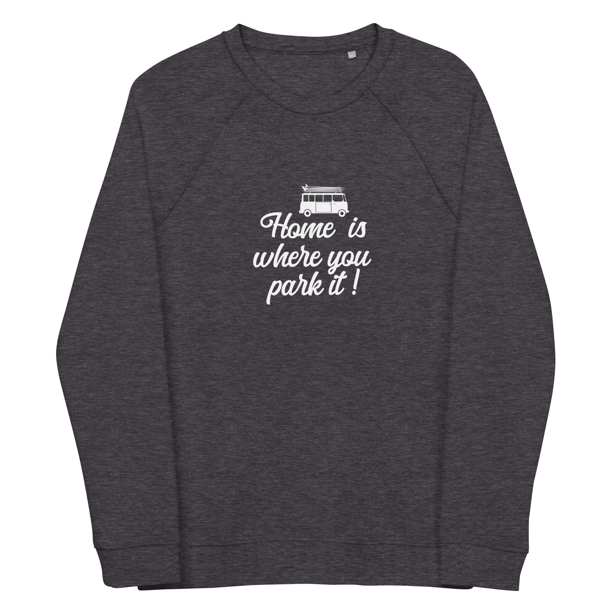 Sweatshirt écologique raglan unisexe White Surf Combi Home is where you park it