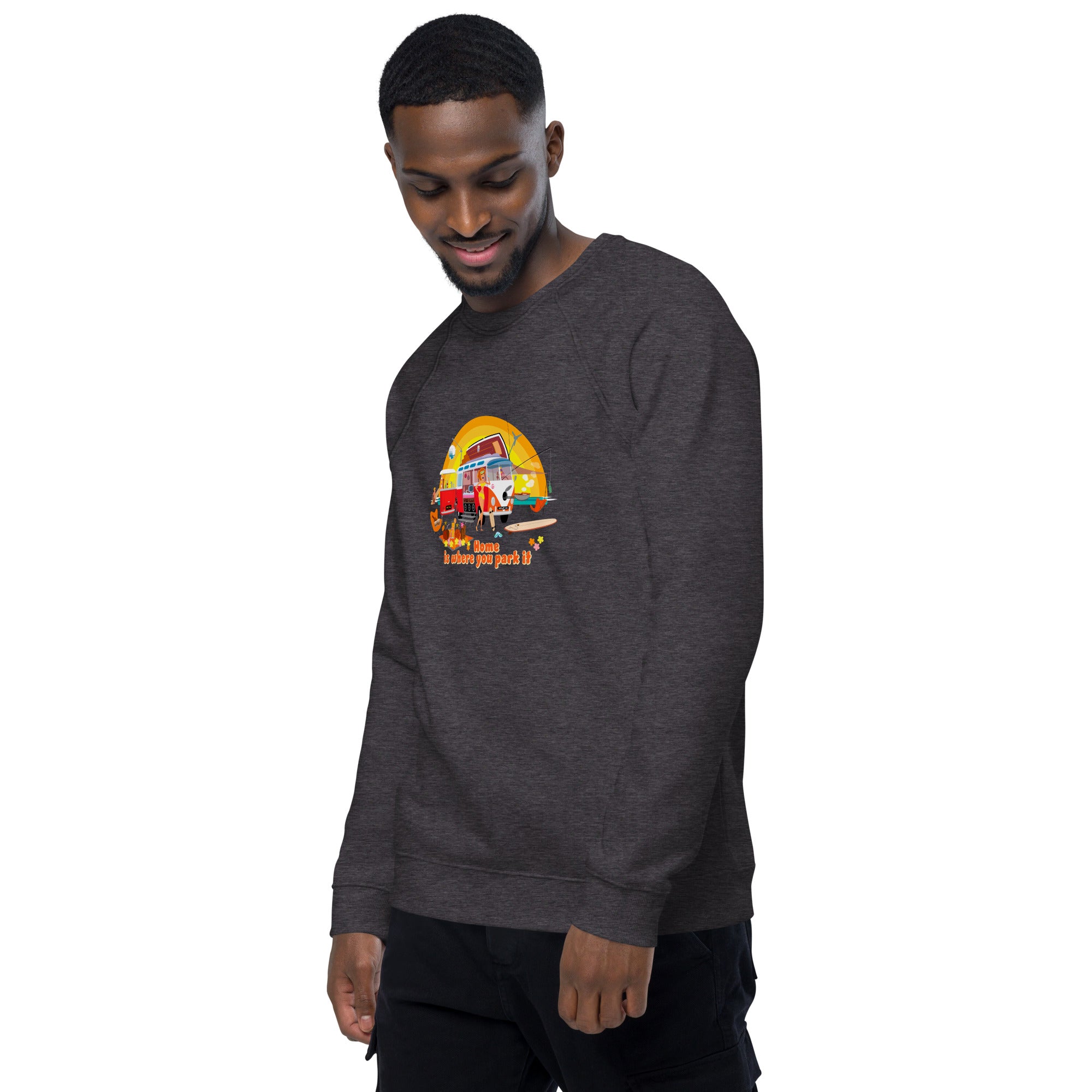 Unisex organic raglan sweatshirt Ultra Combi Home is where you park it