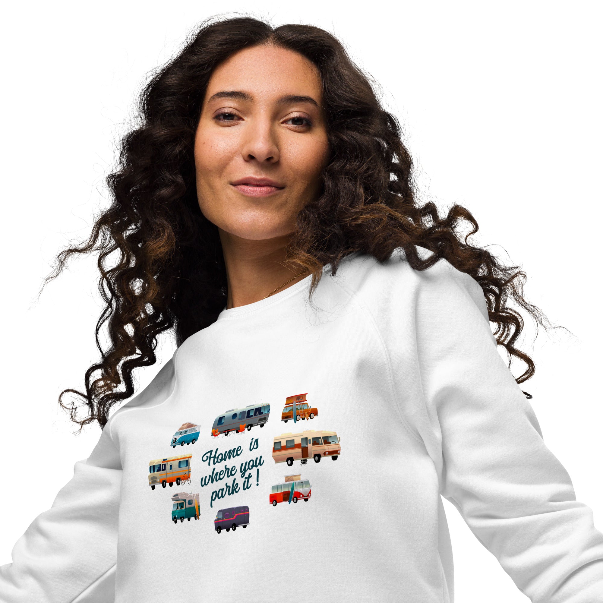 Unisex organic raglan sweatshirt Square Vintage Campers