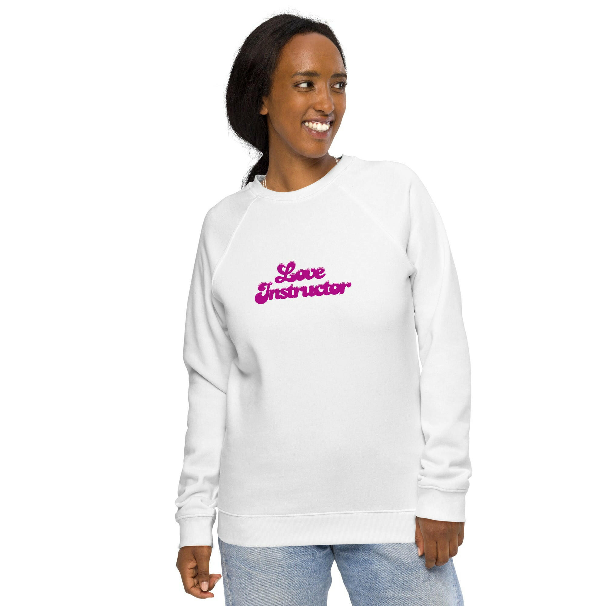 Unisex organic raglan sweatshirt Love Instructor