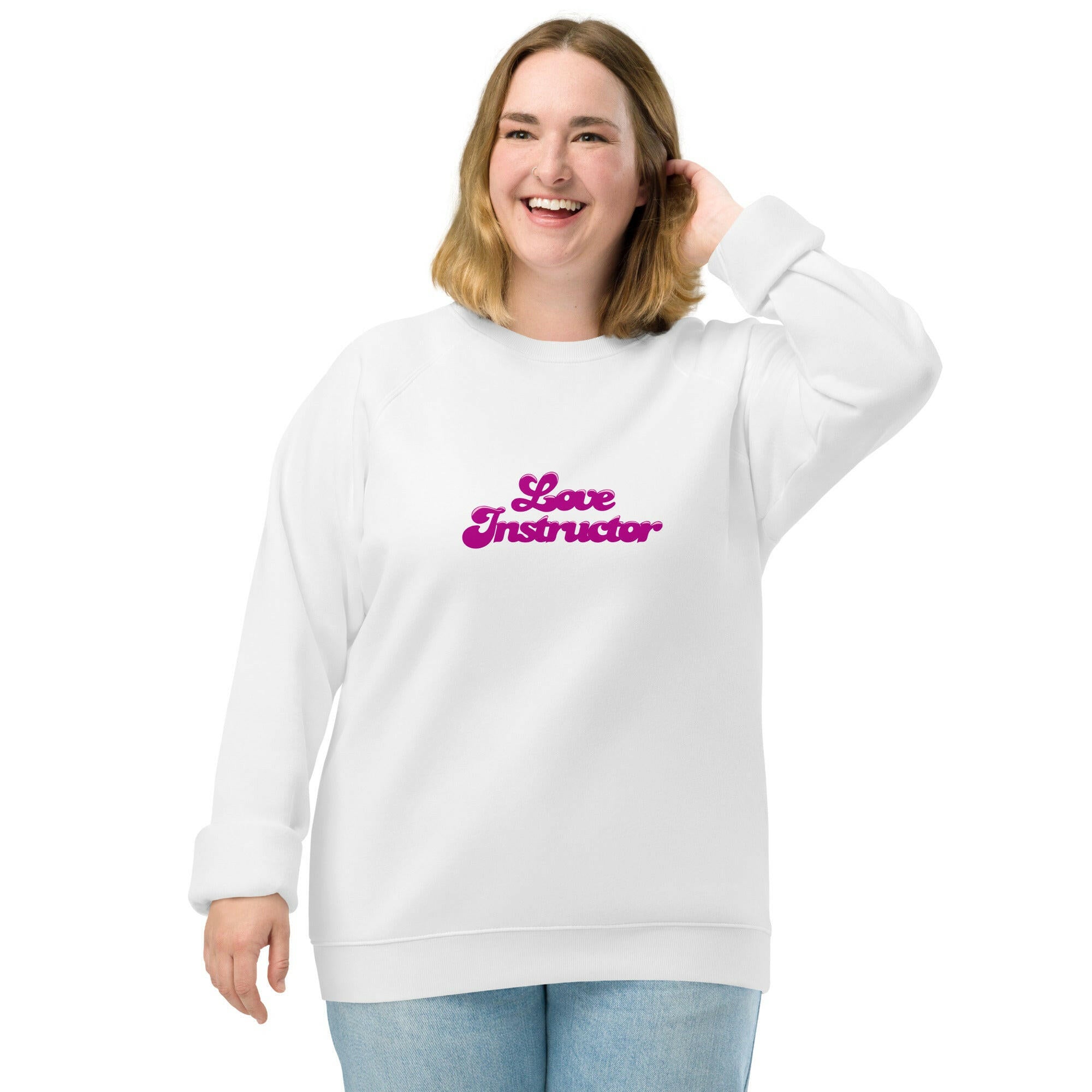 Unisex organic raglan sweatshirt Love Instructor