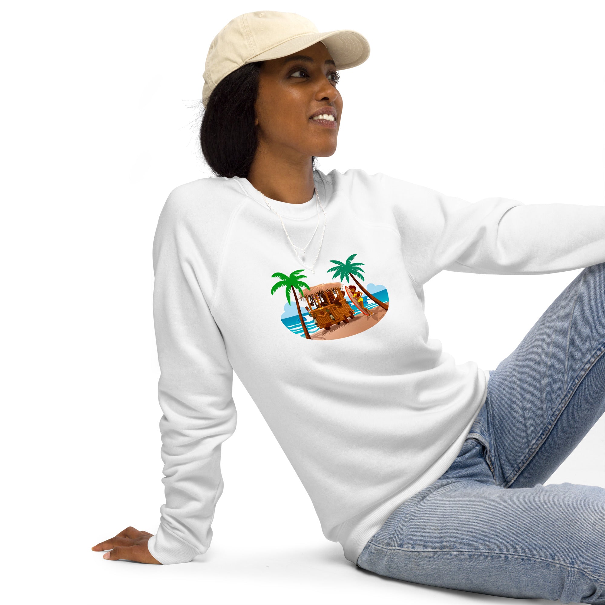 Unisex organic raglan sweatshirt Tiki Kombi