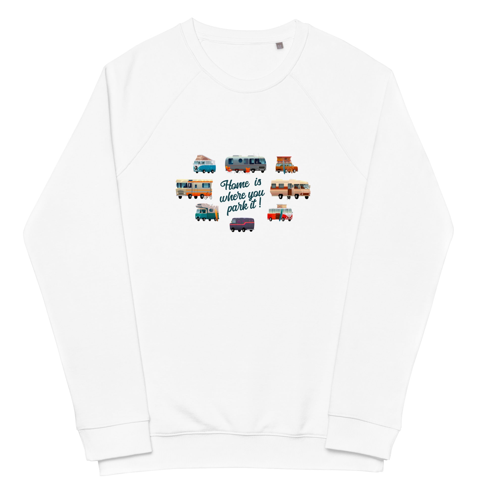 Unisex organic raglan sweatshirt Square Vintage Campers