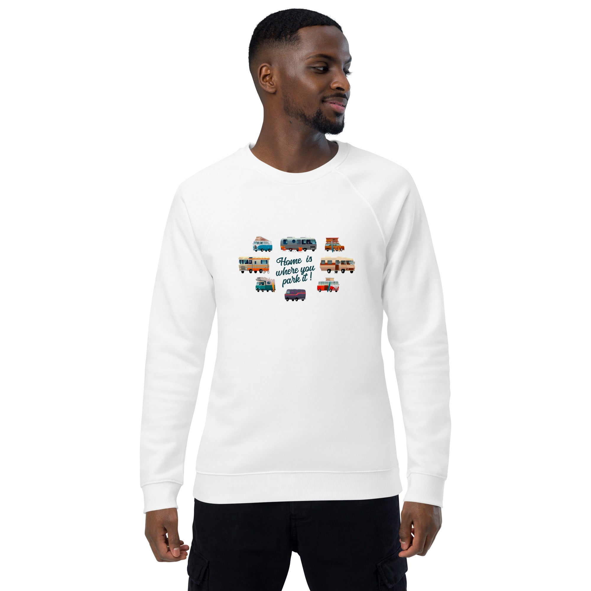 Unisex organic raglan sweatshirt Square Vintage Campers