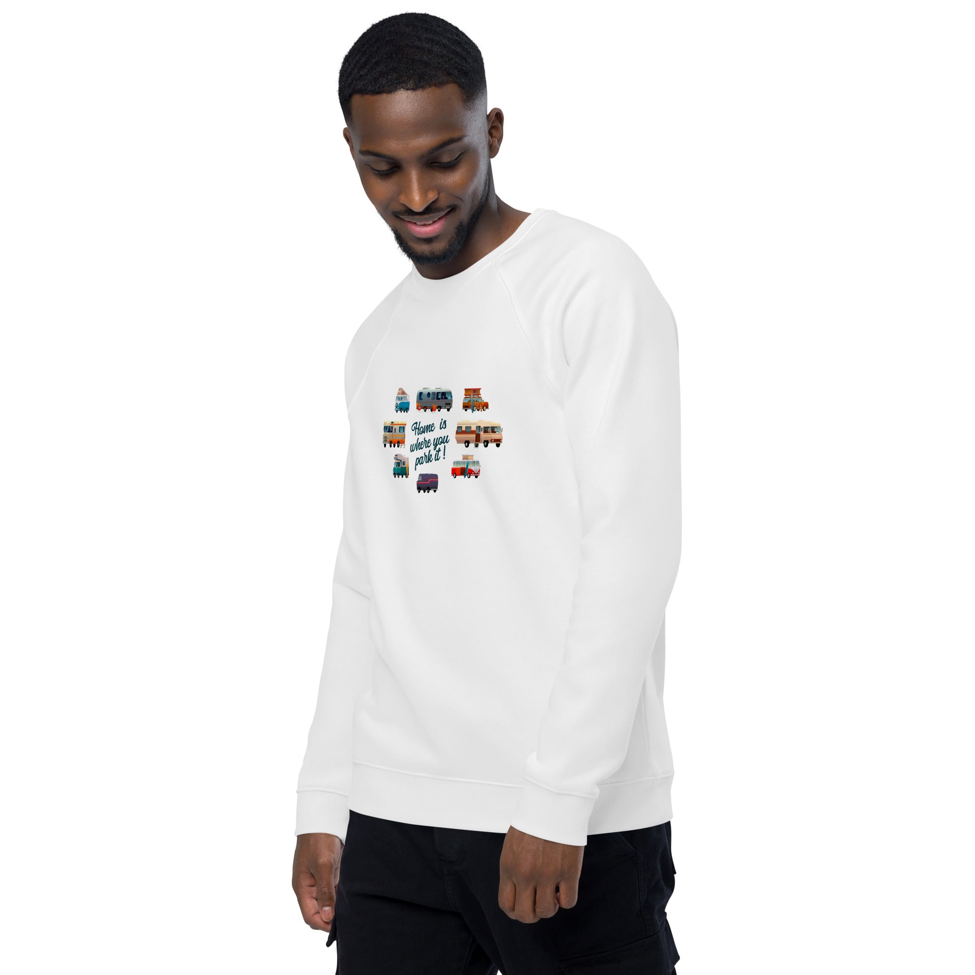 Unisex organic raglan sweatshirt Square Vintage Campers