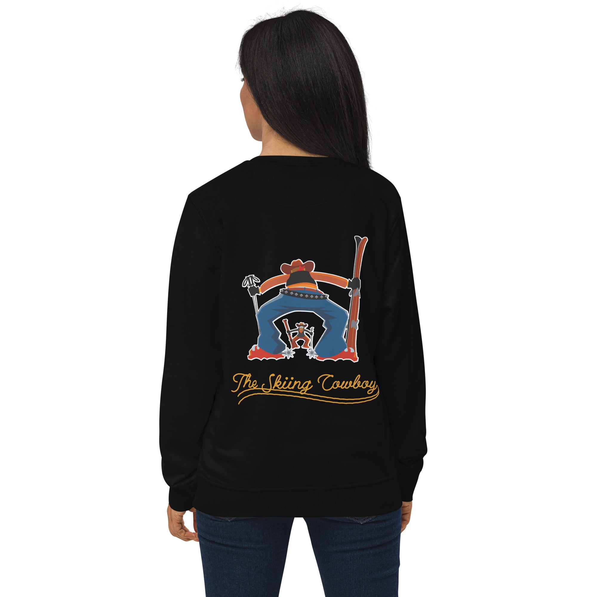 Unisex organic sweatshirt Ski Fight at OK Corral Outline (front & back)