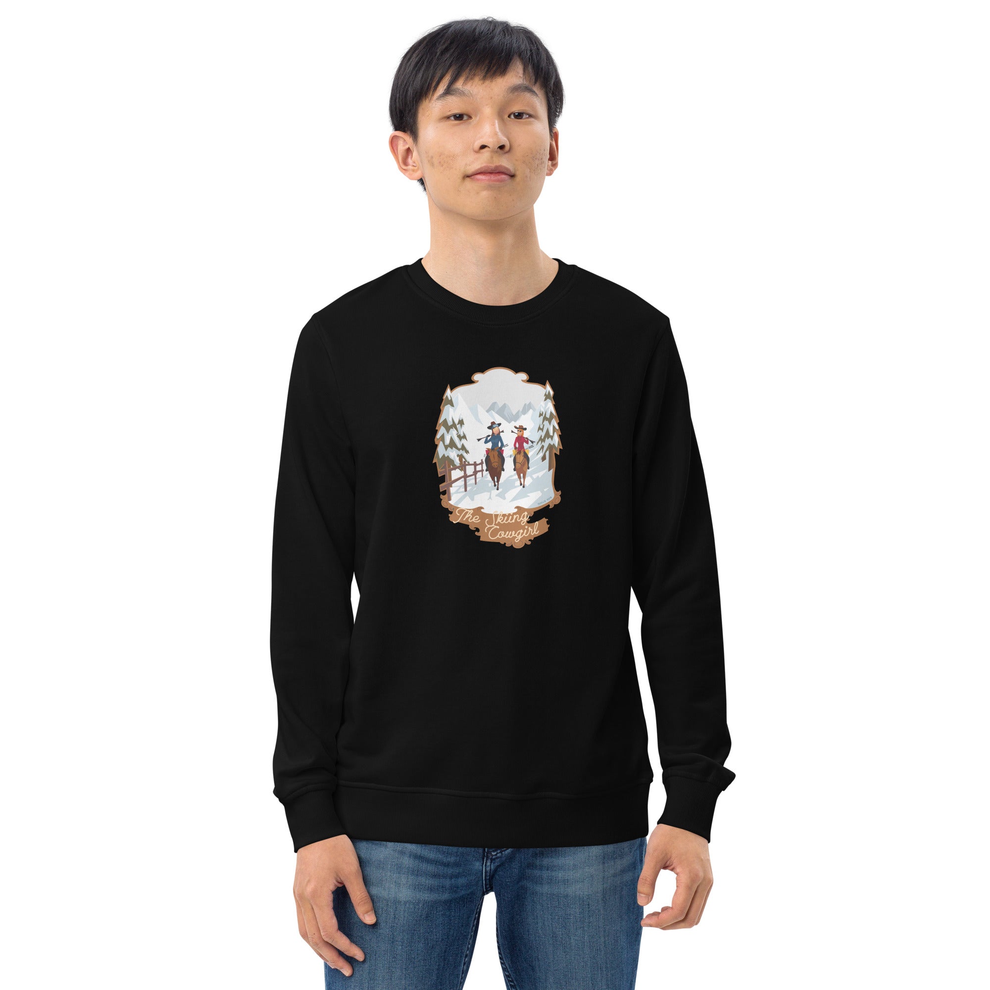 Unisex organic sweatshirt The Skiing Cowgirl