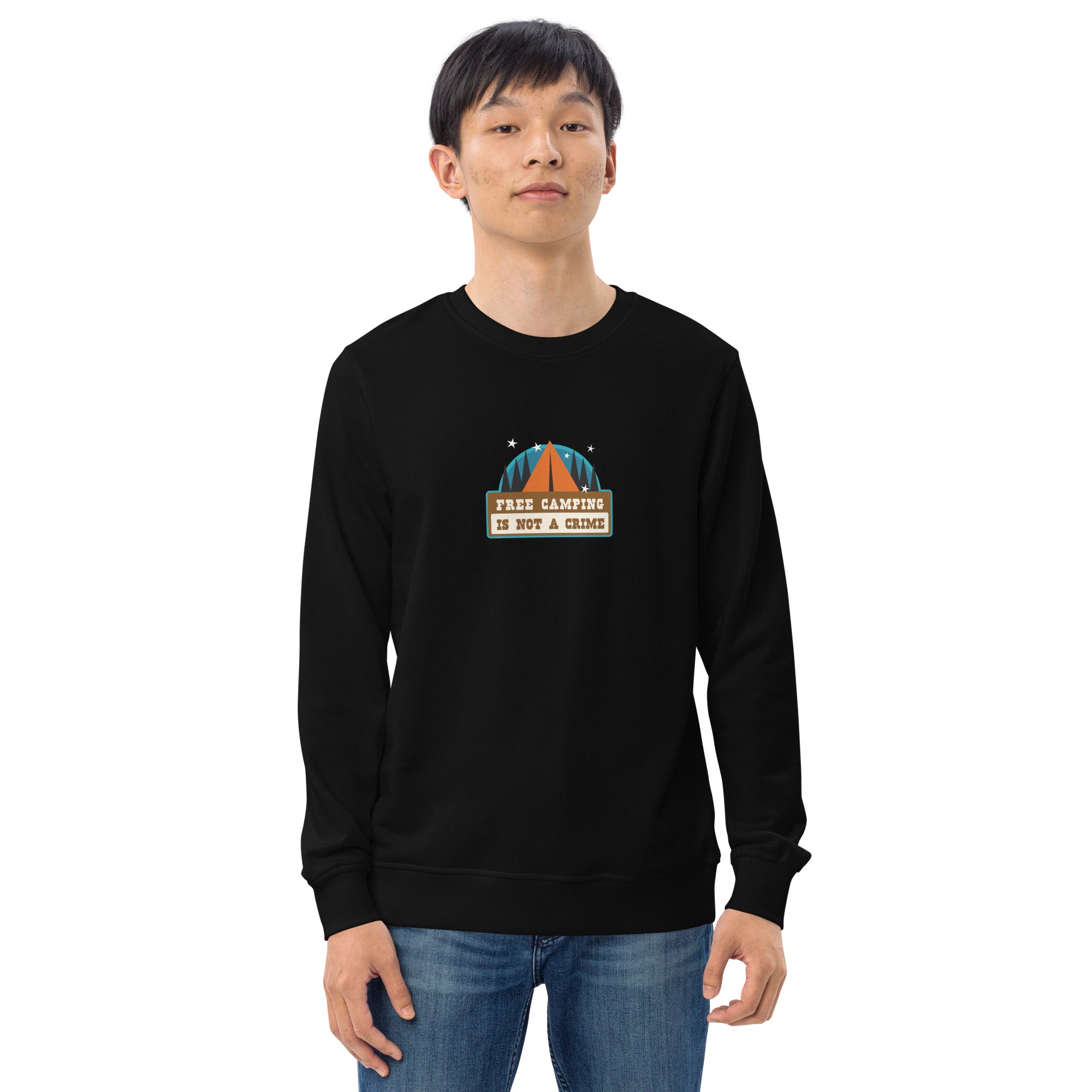 Unisex organic sweatshirt Free camping is not a crime graphic