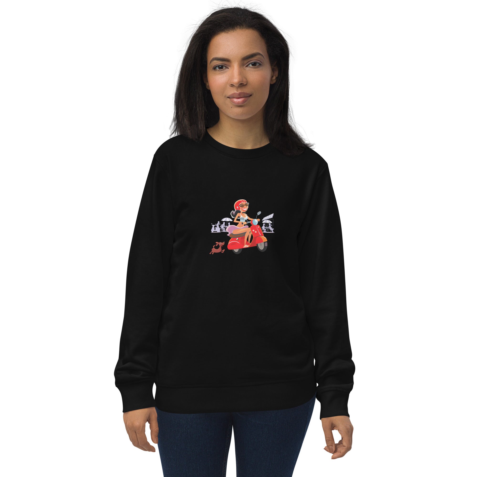 Unisex organic sweatshirt Vespa Girl in St Tropez