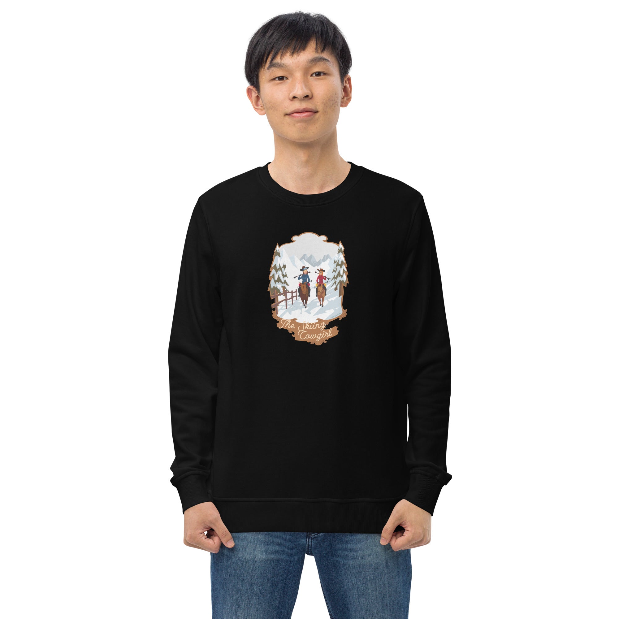 Unisex organic sweatshirt The Skiing Cowgirl